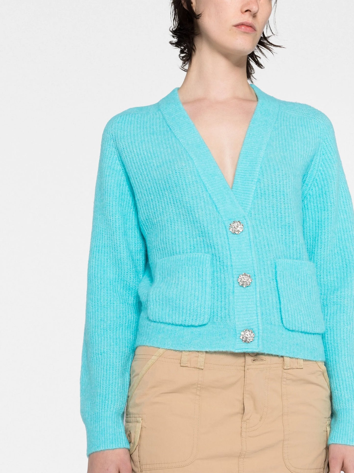 embellished-button cardigan