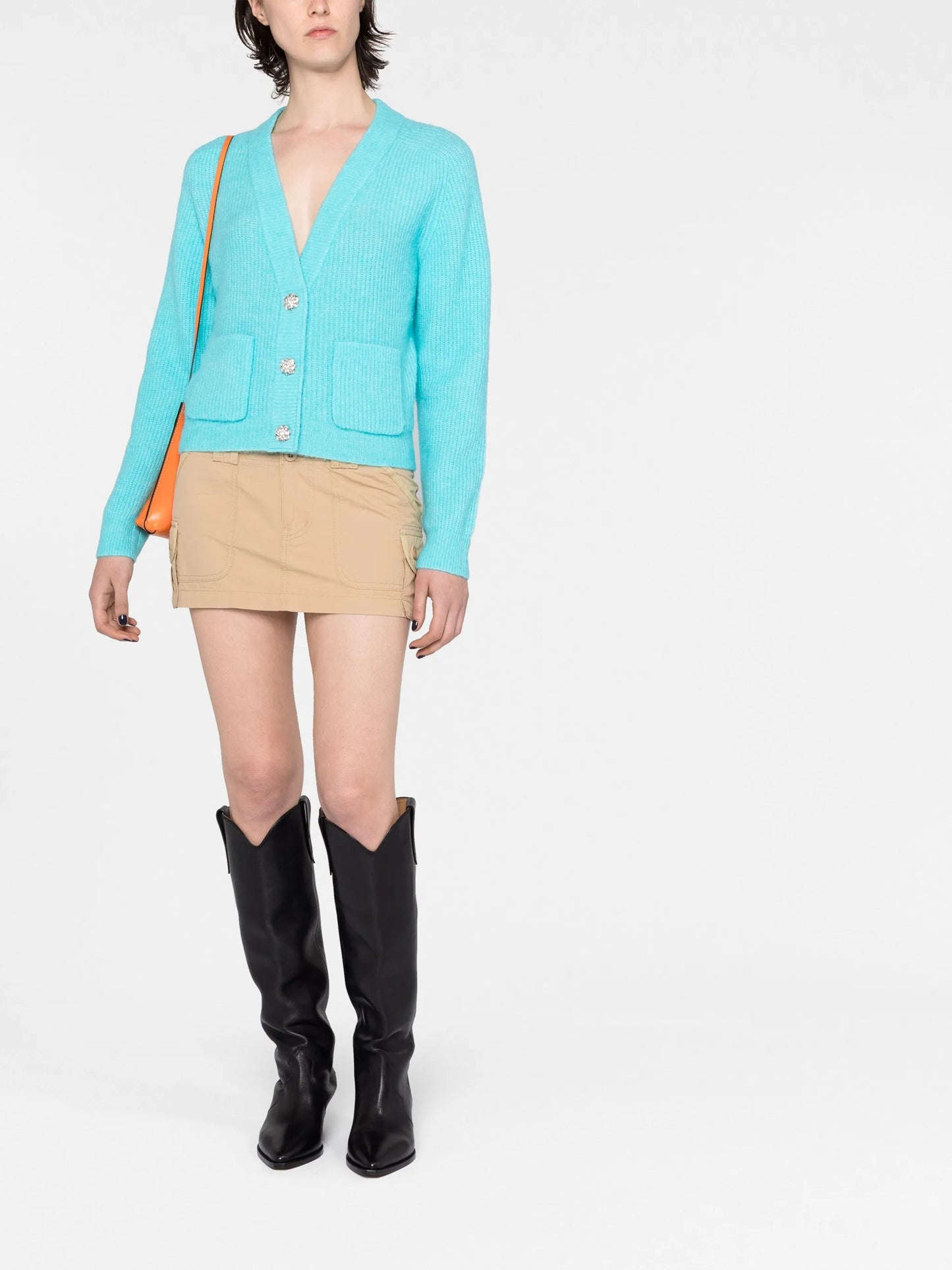 embellished-button cardigan