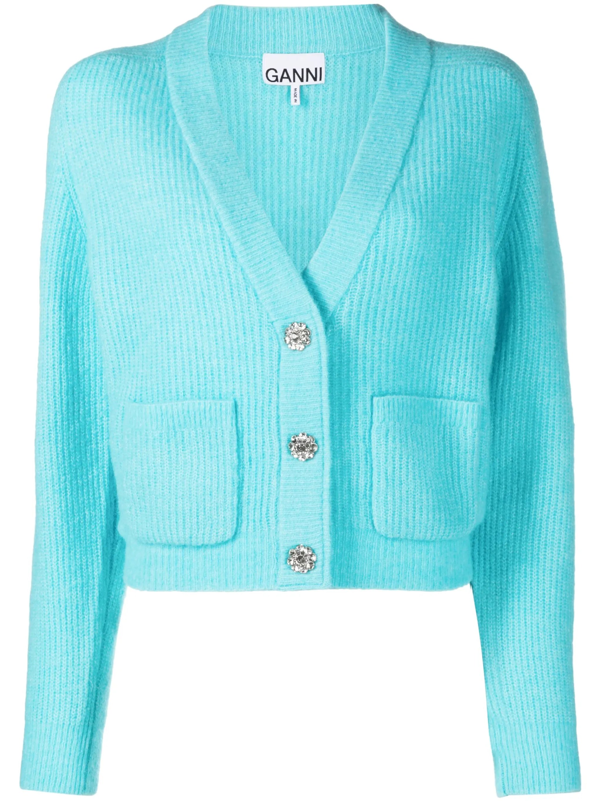 embellished-button cardigan