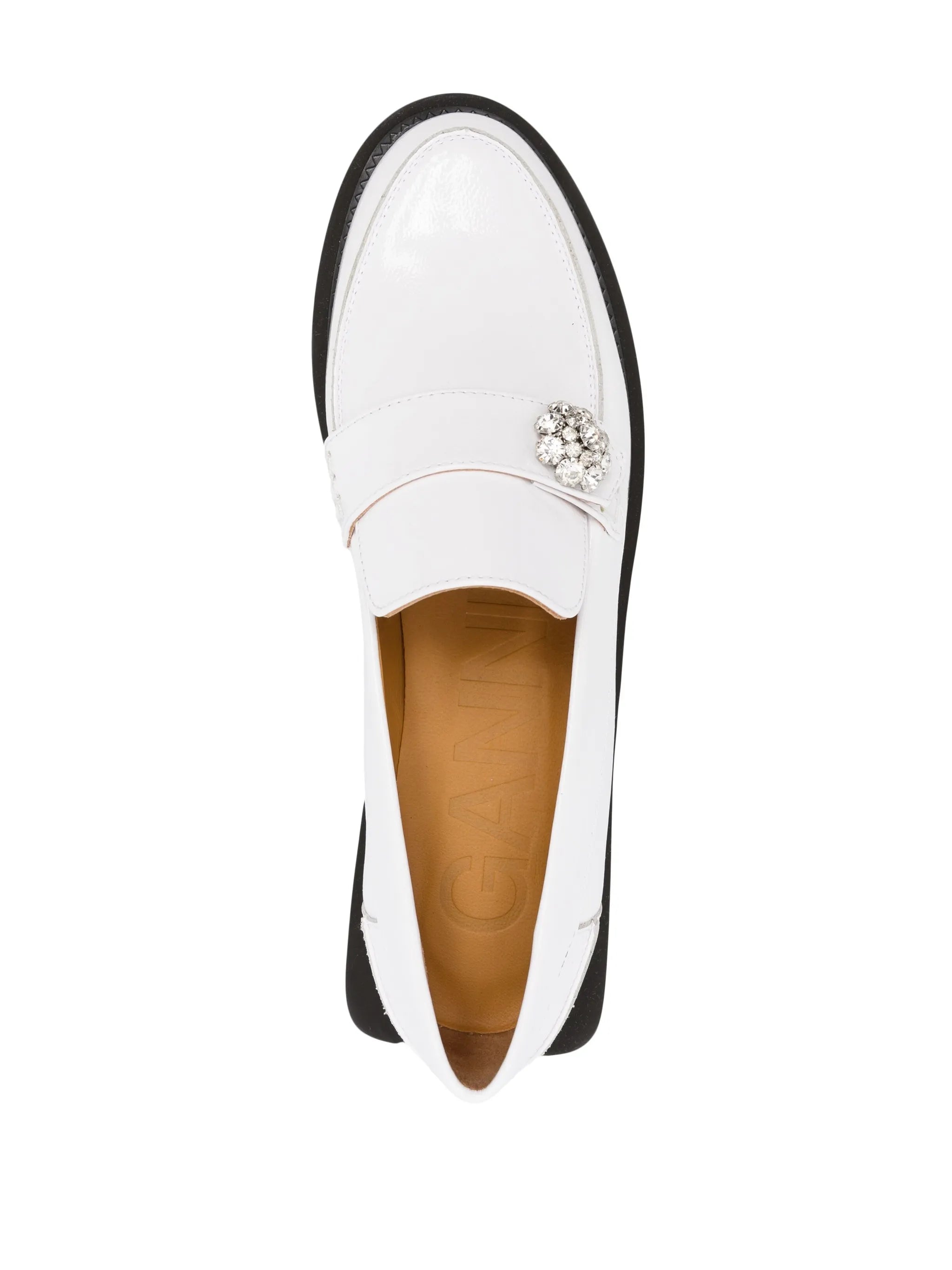 crystal-button loafers