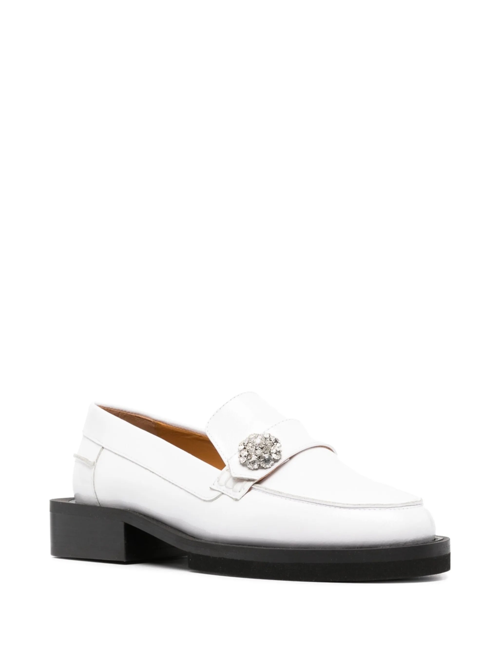 crystal-button loafers