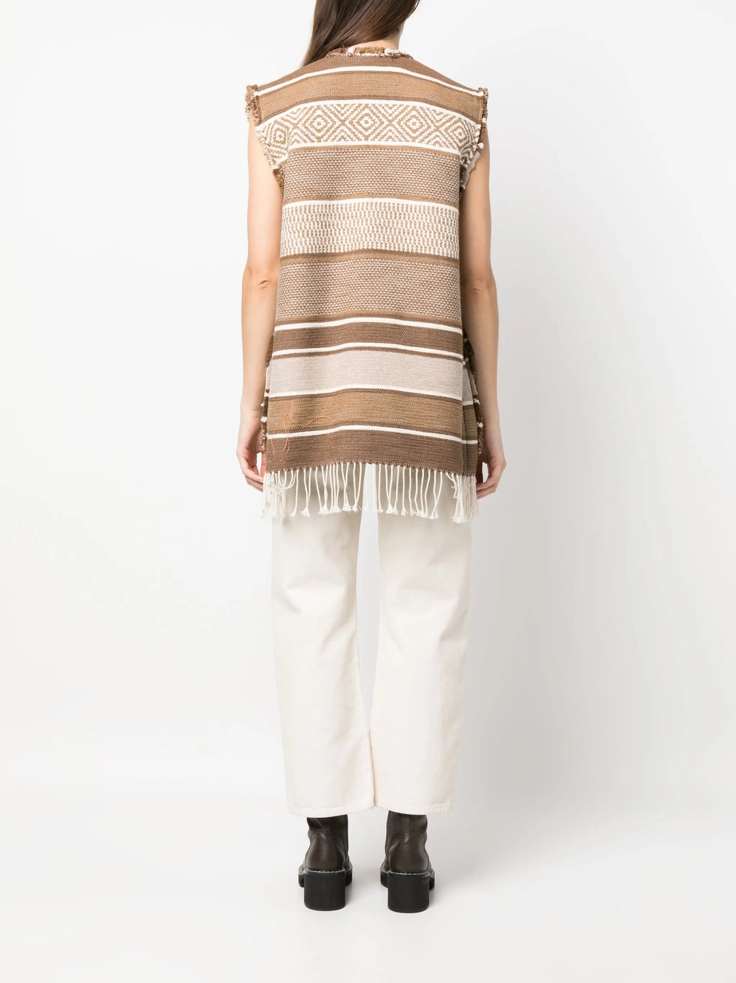 vertical-stripe knitted gilet