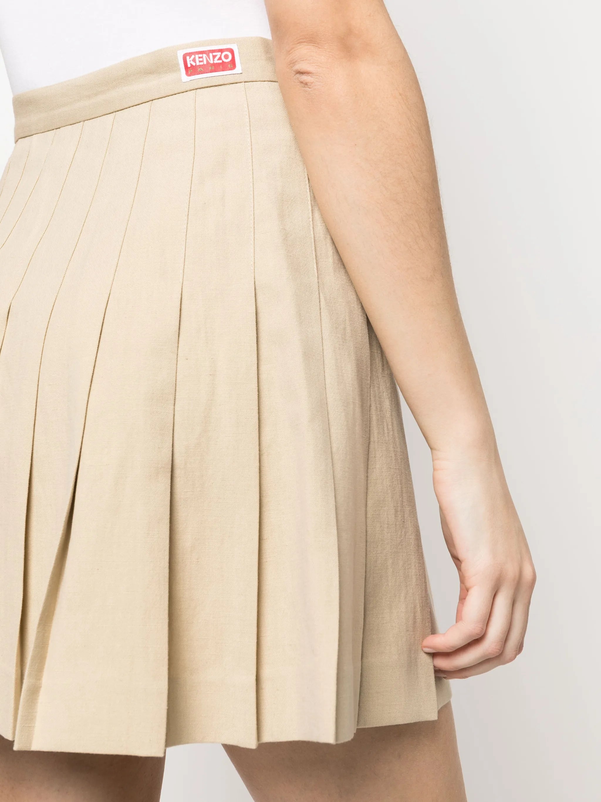 box-pleated A-line wrap miniskirt