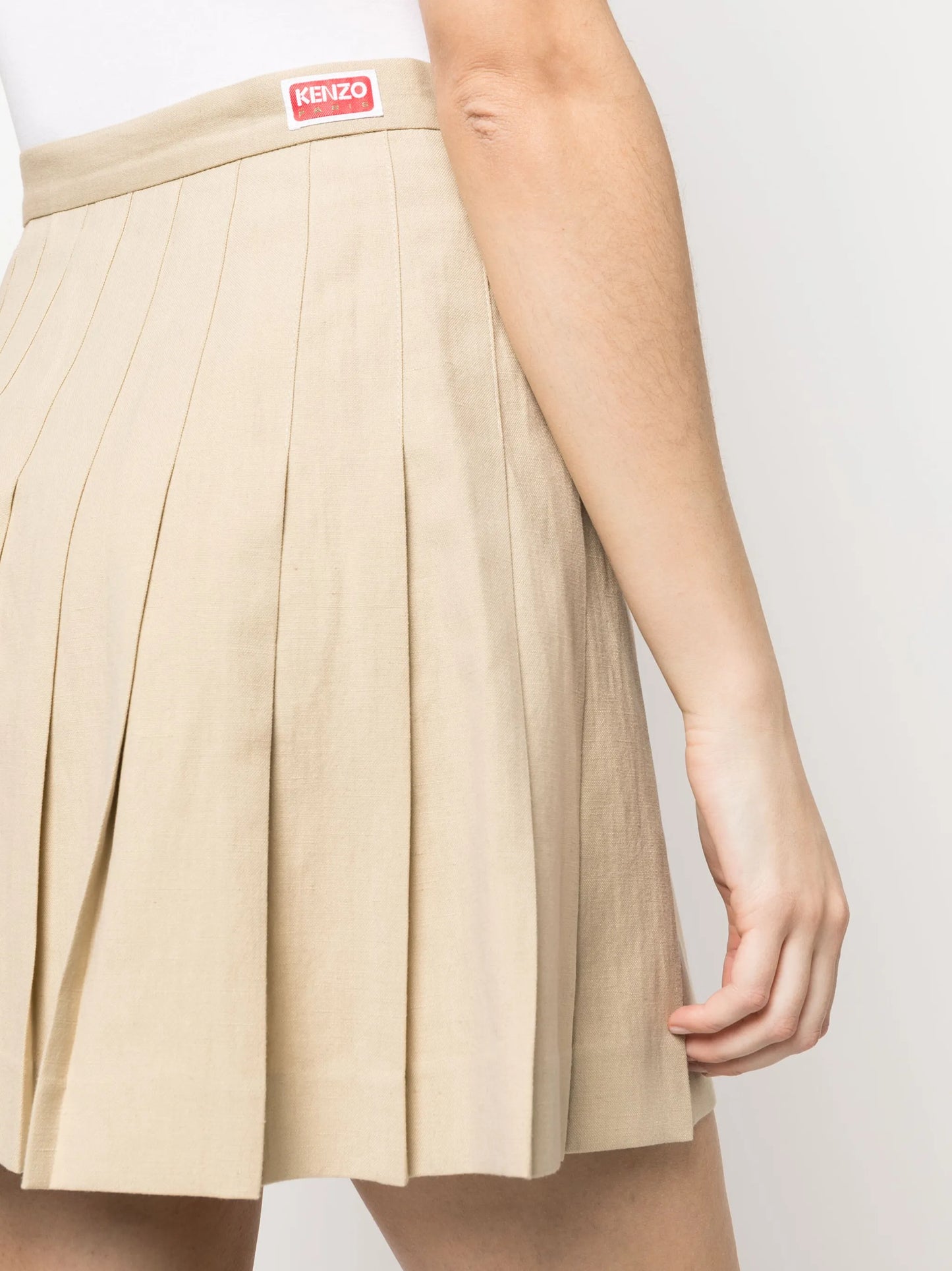 box-pleated A-line wrap miniskirt