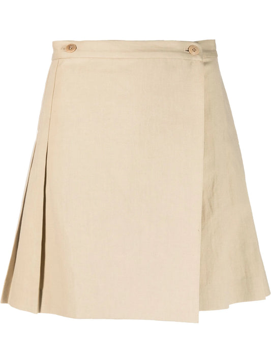 box-pleated A-line wrap miniskirt