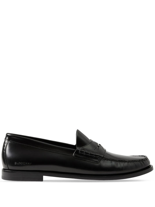coin-detailing logo-debossed leather penny loafers