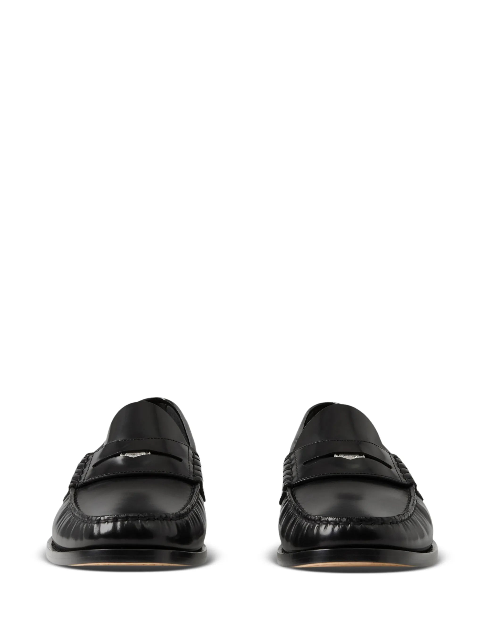 coin-detailing logo-debossed leather penny loafers
