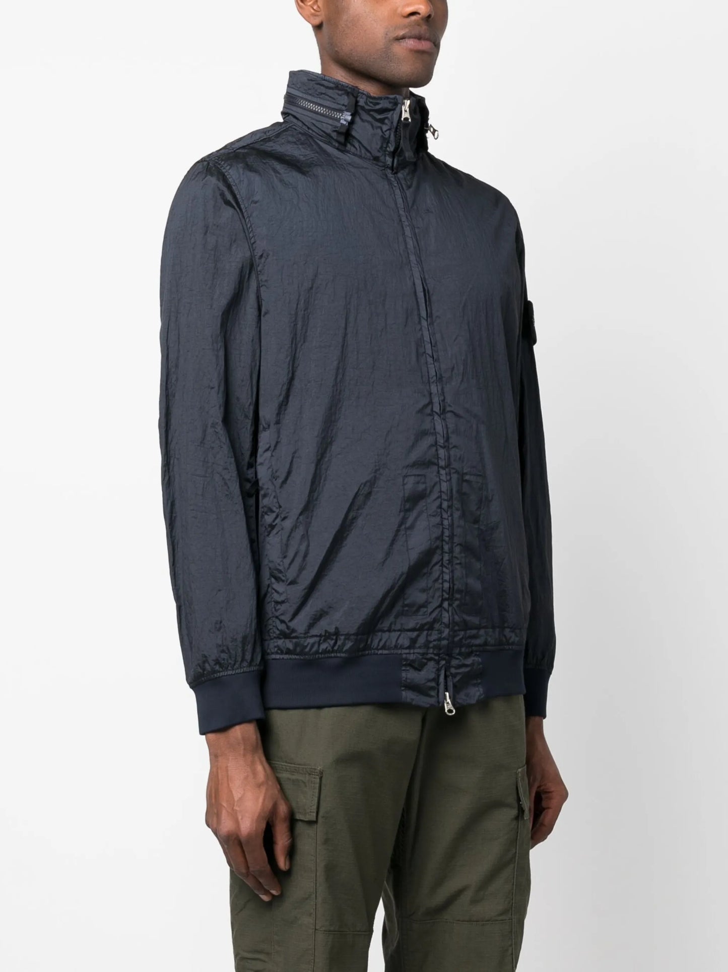 Compass-logo zip-up windbreaker