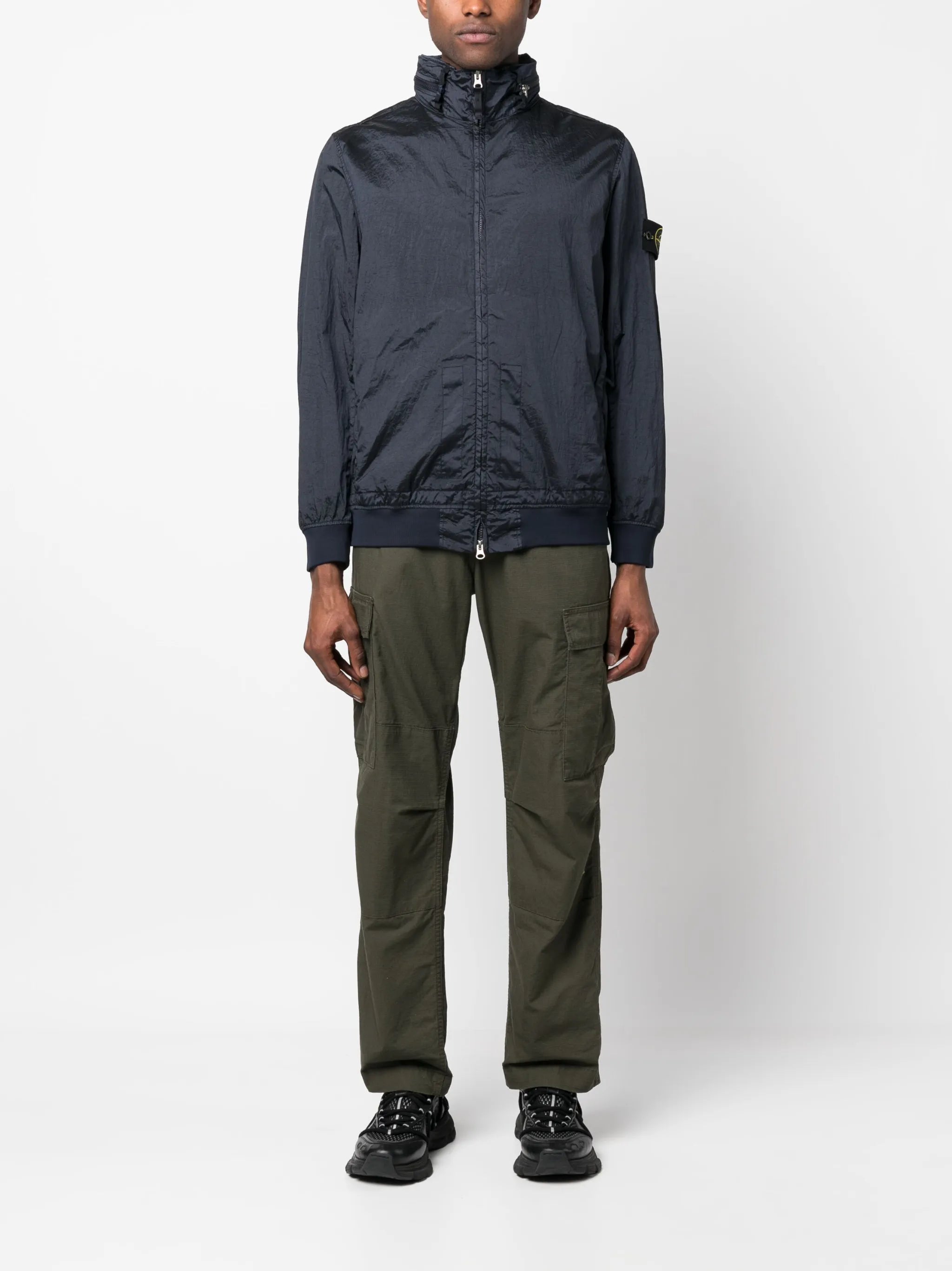 Compass-logo zip-up windbreaker
