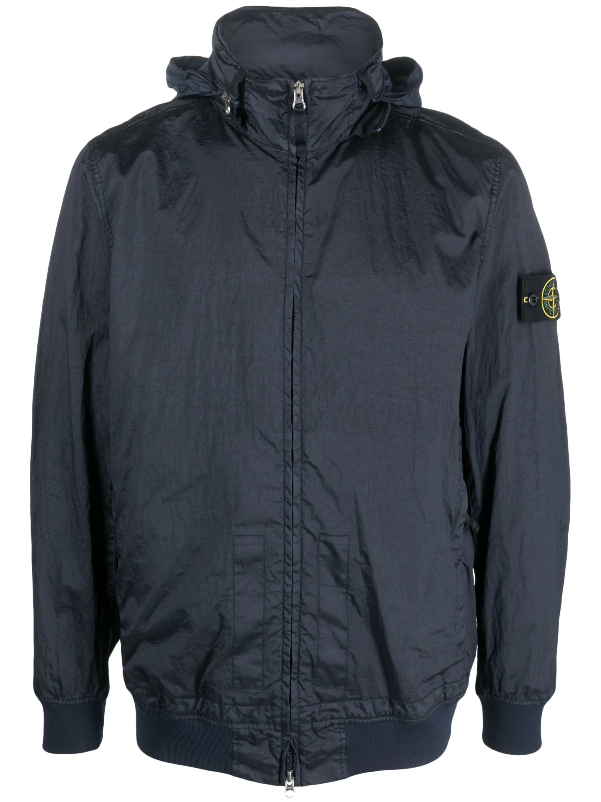 Compass-logo zip-up windbreaker