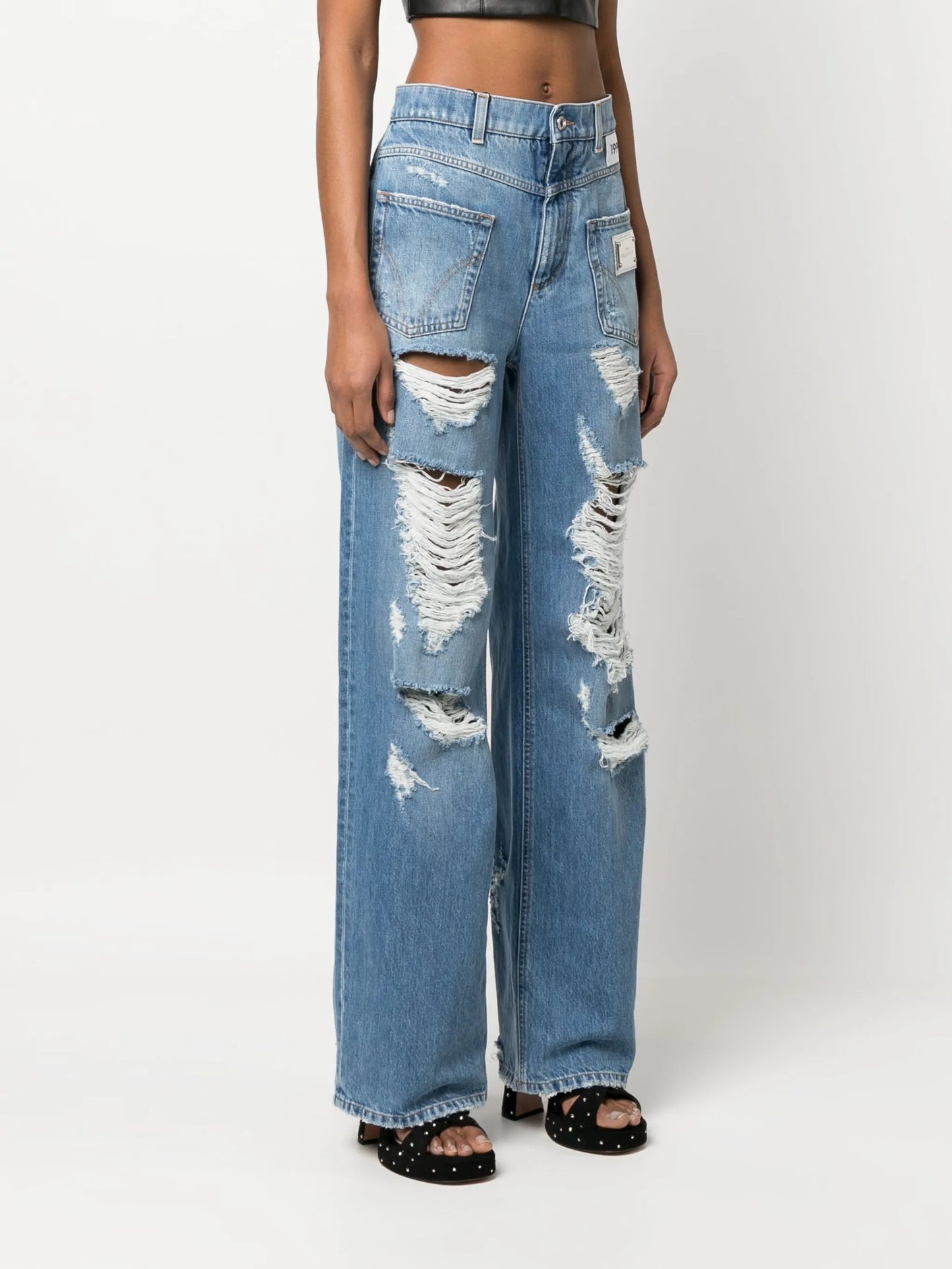 distressed straight-leg jeans