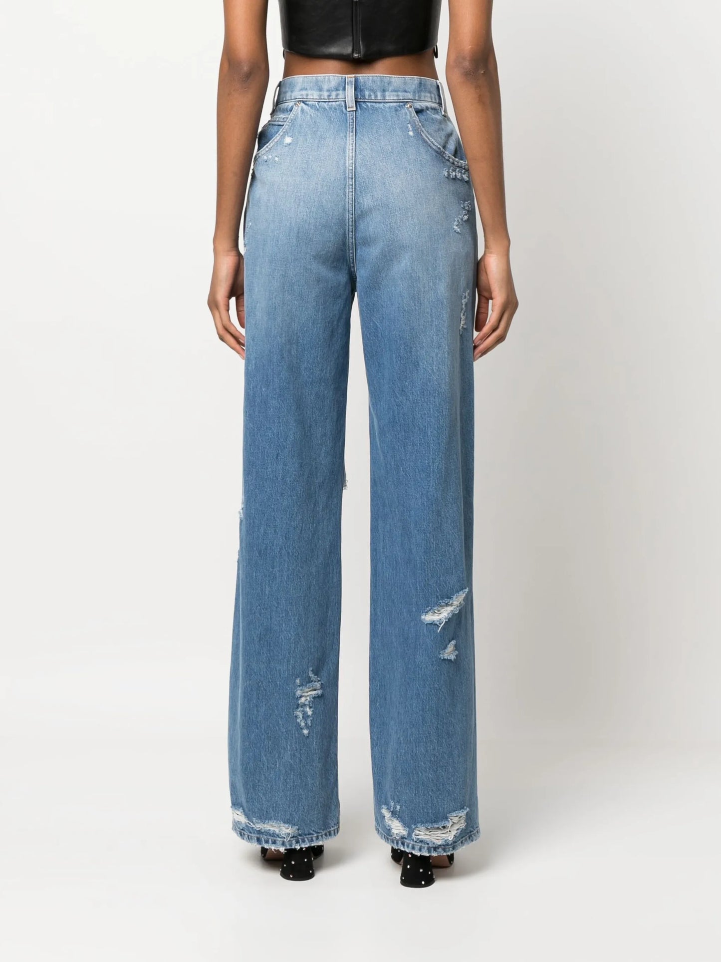distressed straight-leg jeans