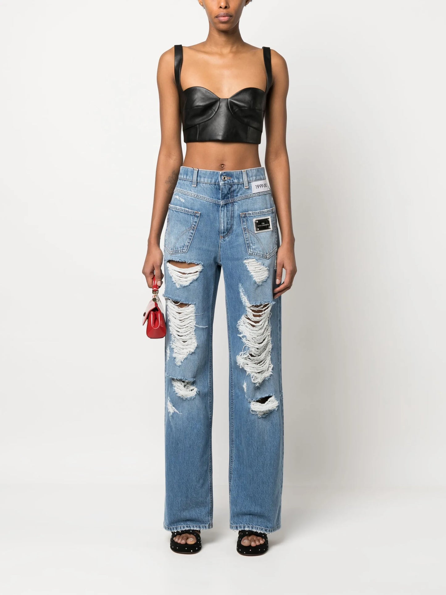 distressed straight-leg jeans