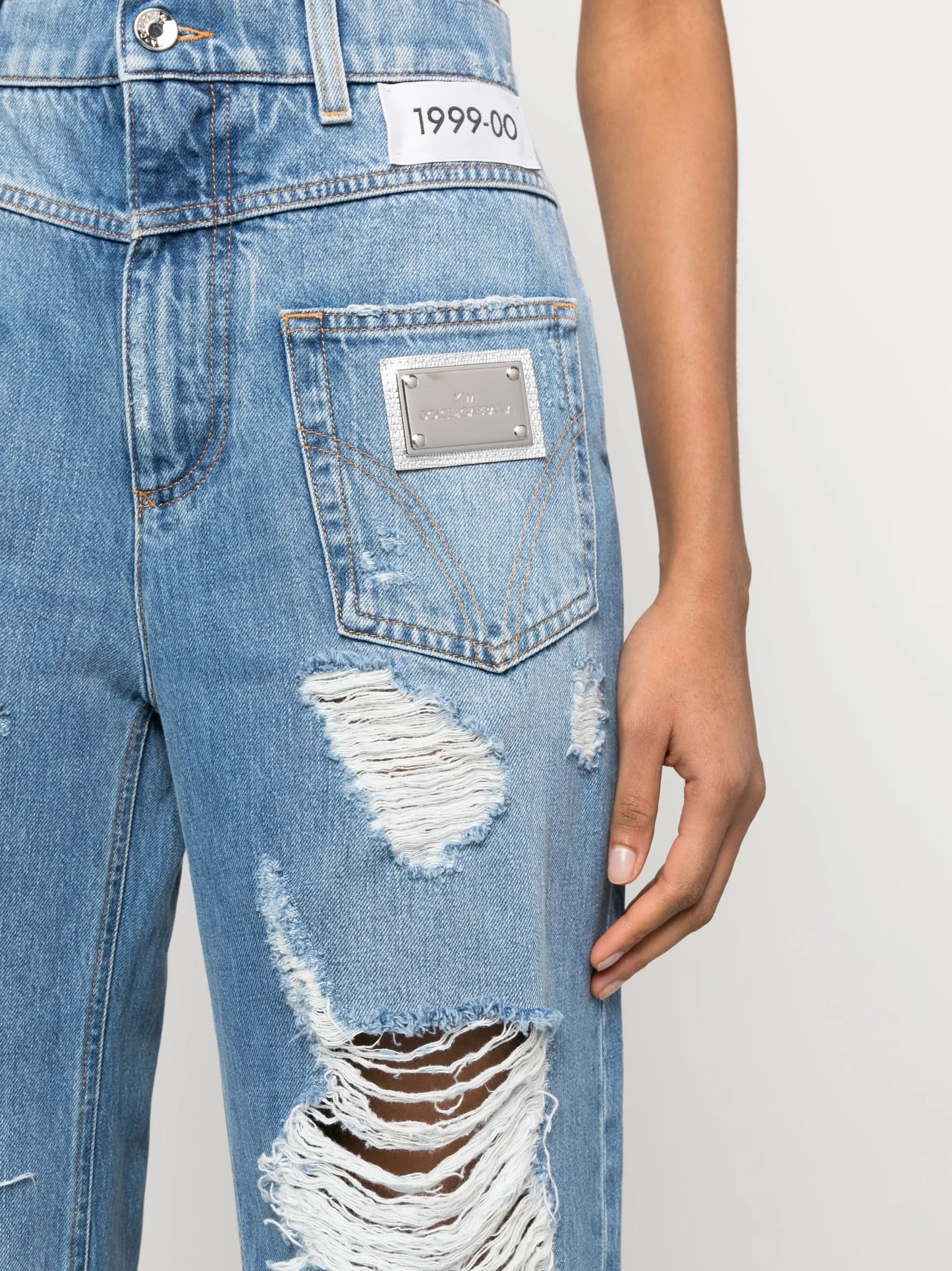 distressed straight-leg jeans