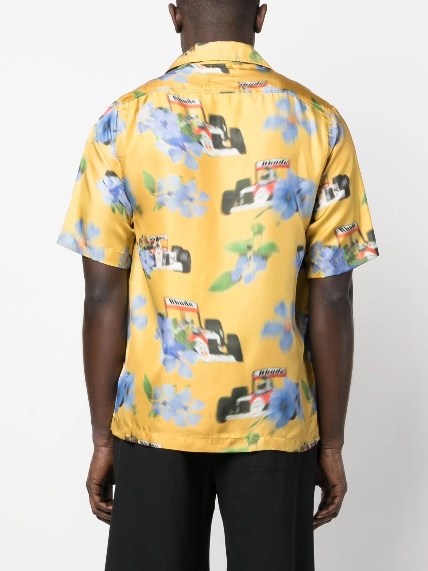 floral-print silk shirt
