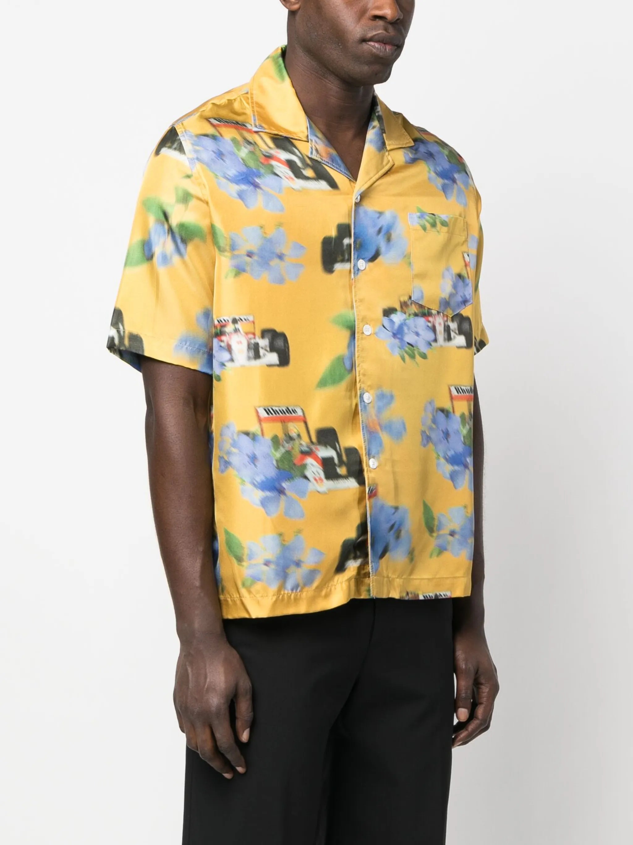 floral-print silk shirt
