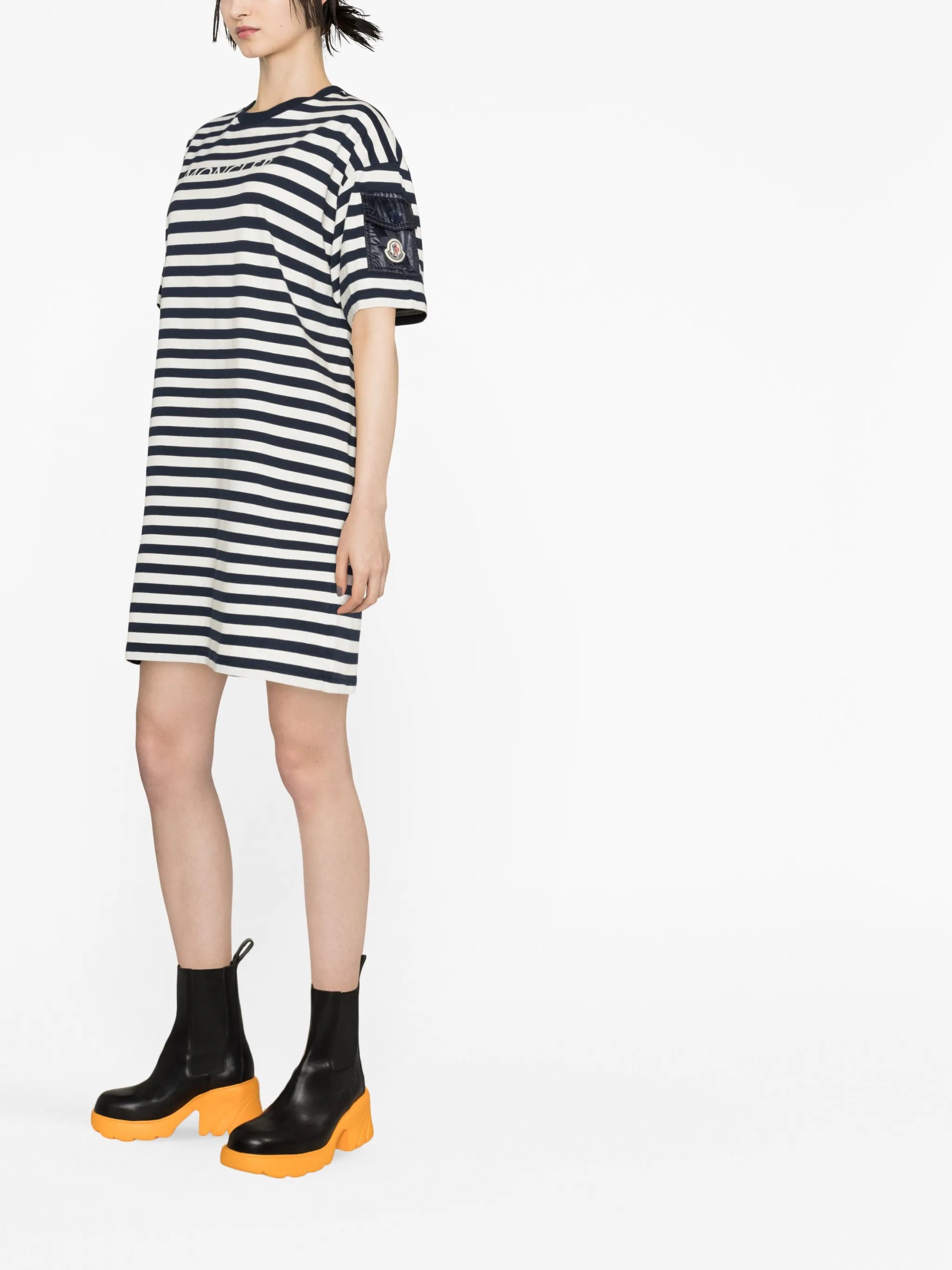 logo-print striped T-shirt dress