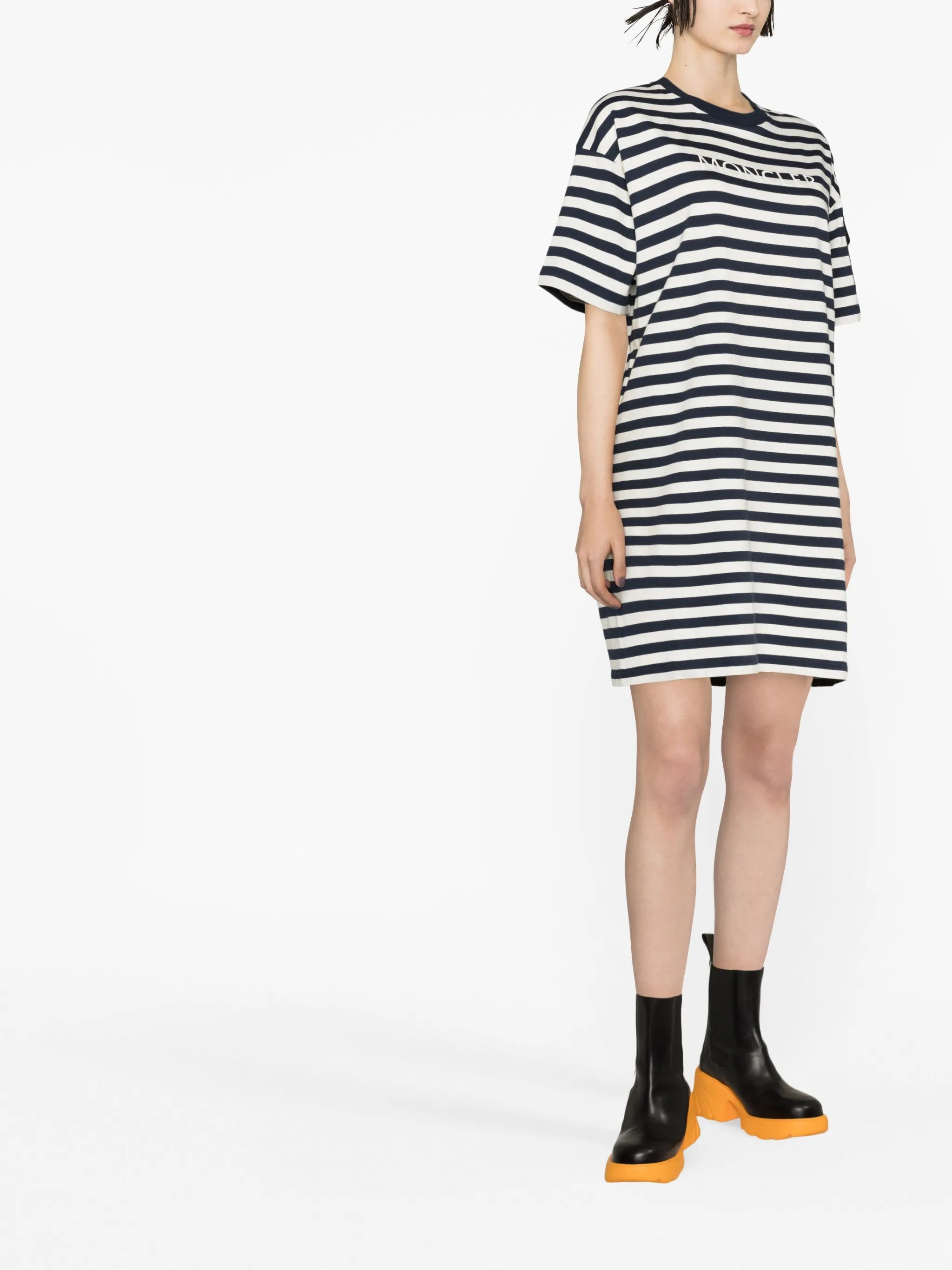 logo-print striped T-shirt dress