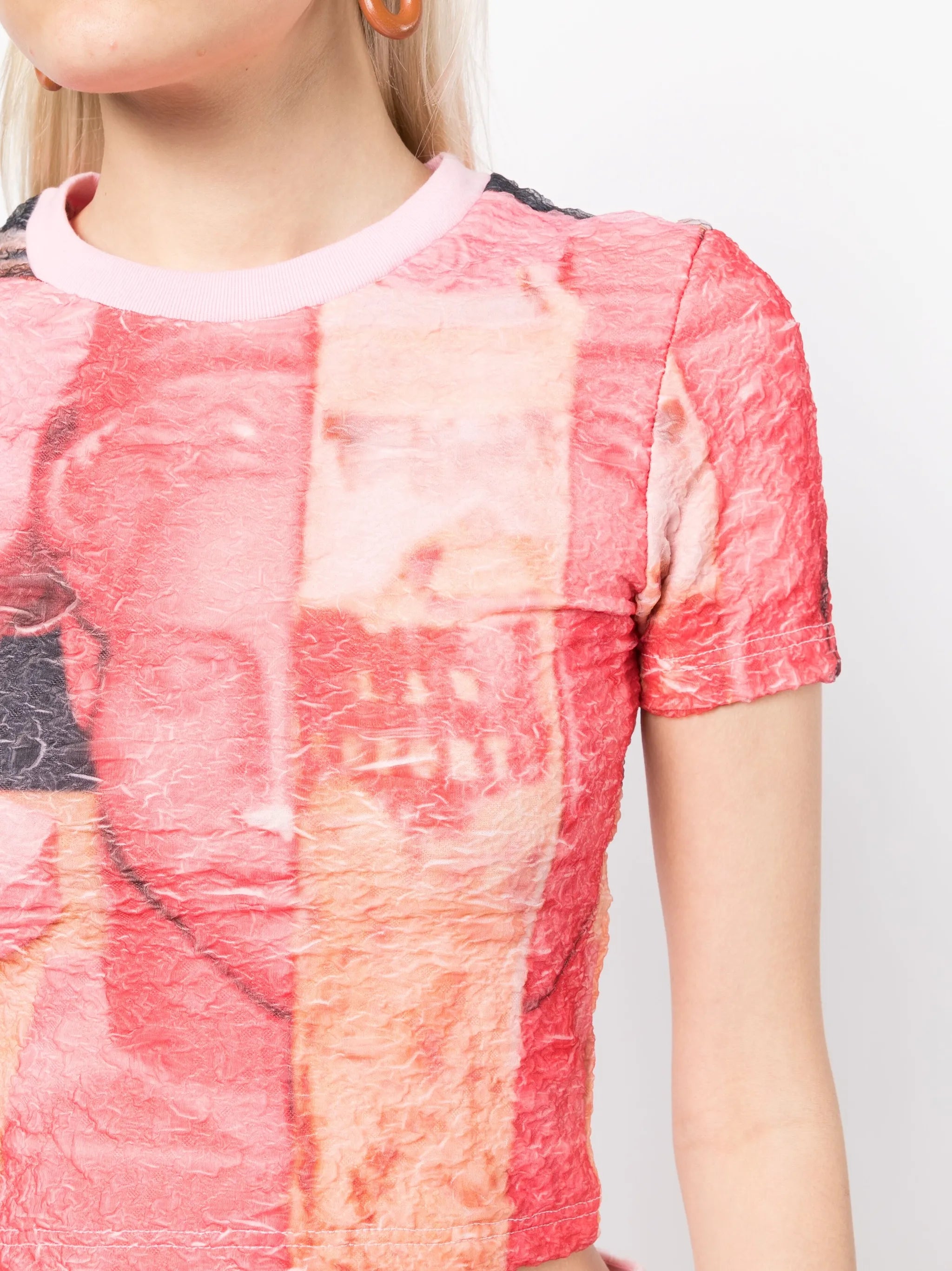 all-over graphic print cropped top
