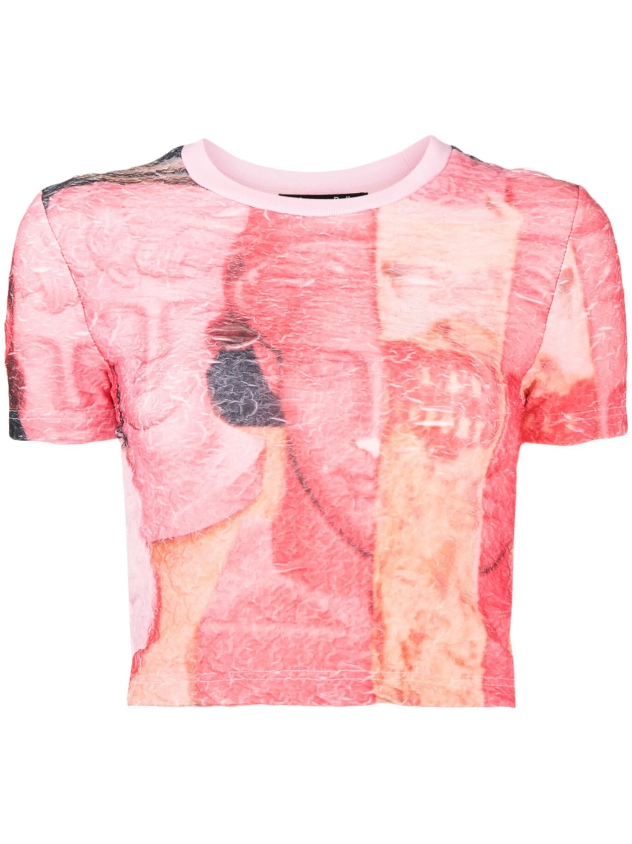all-over graphic print cropped top