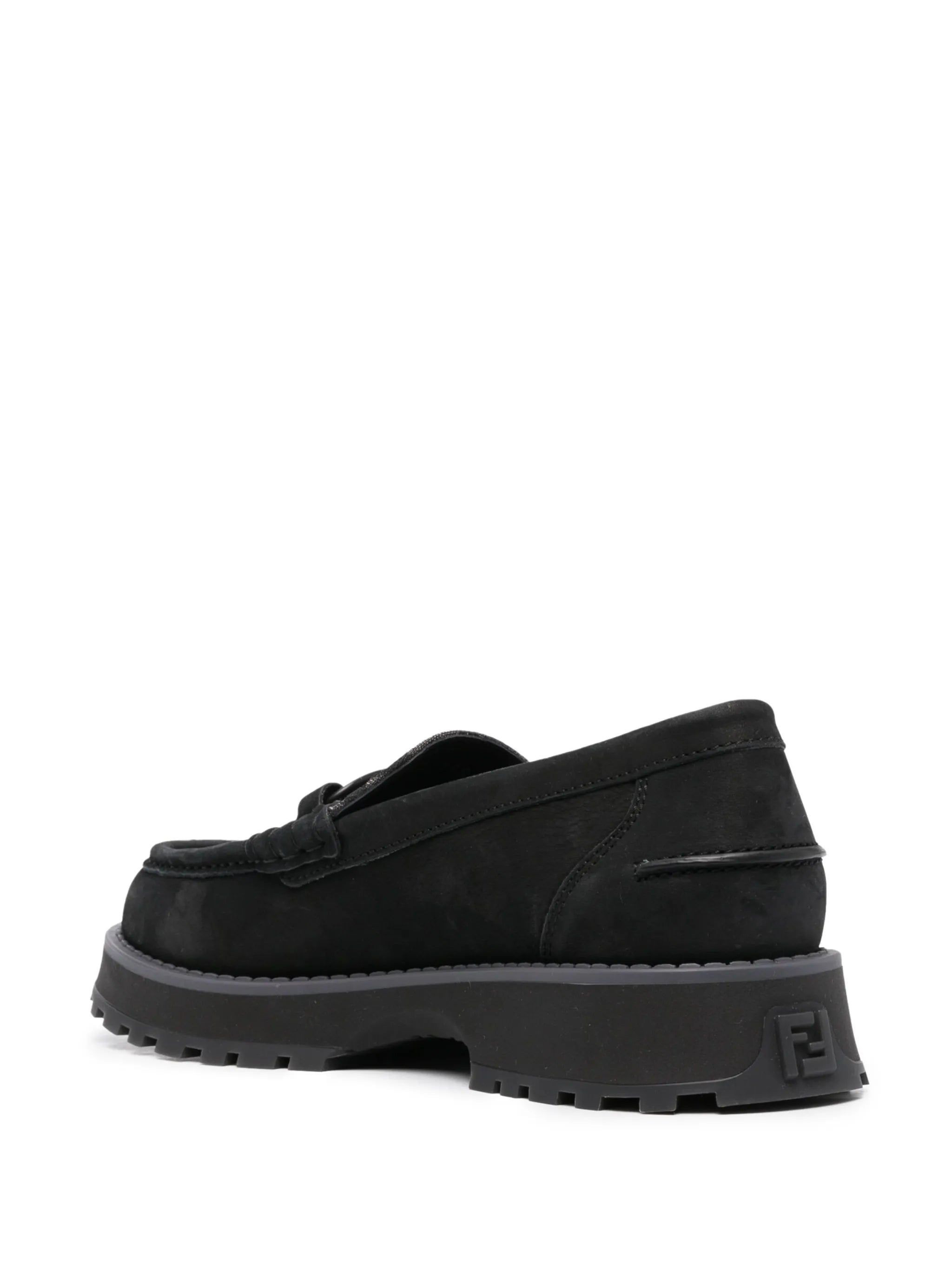 logo-print leather loafers