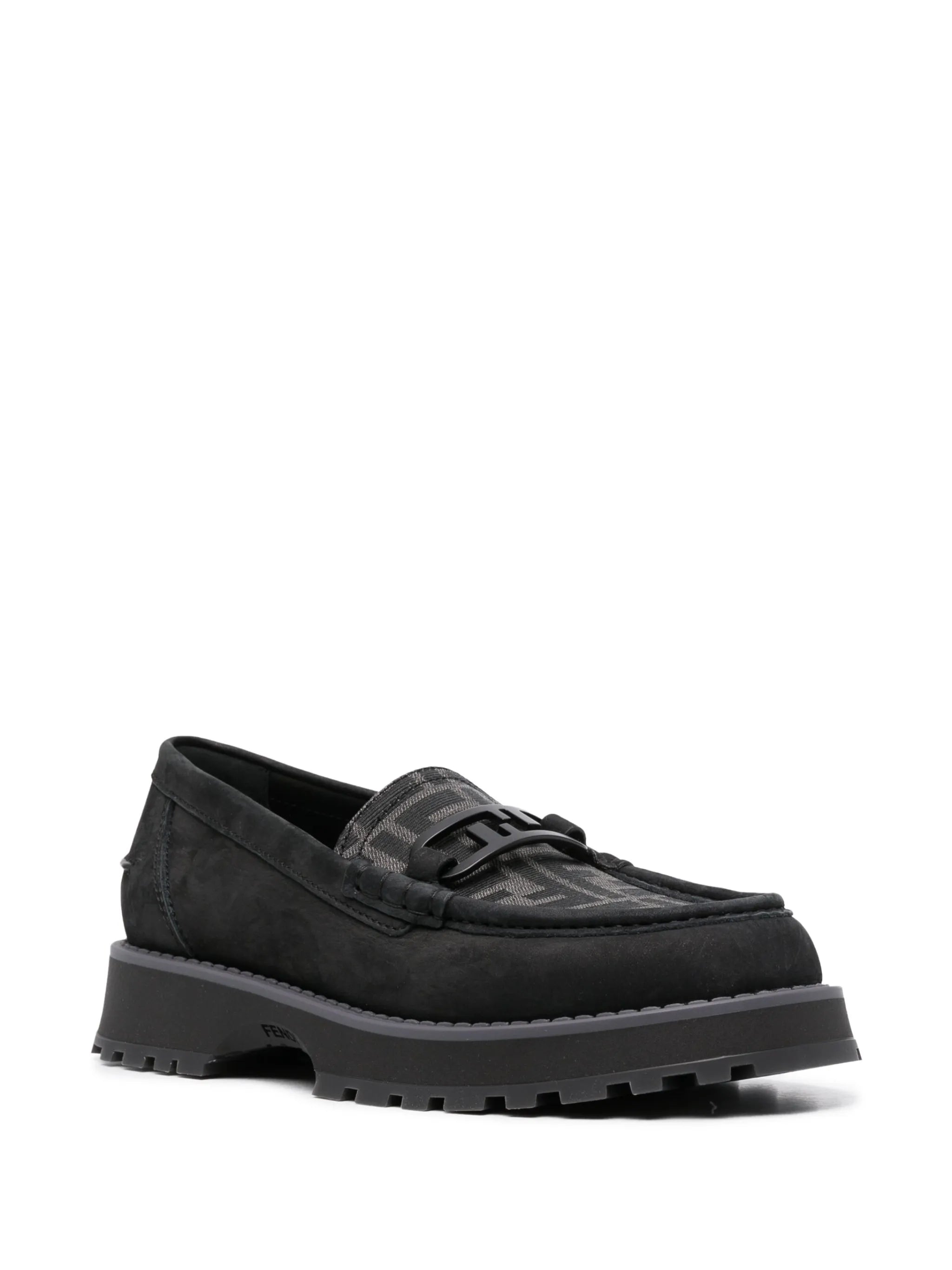 logo-print leather loafers