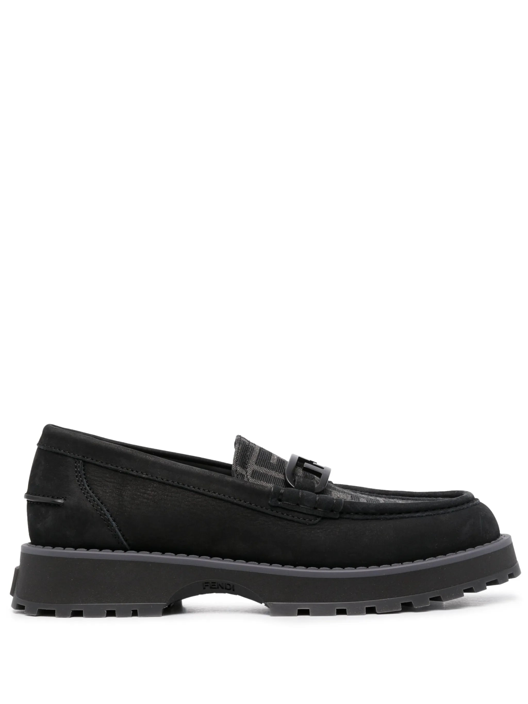 logo-print leather loafers
