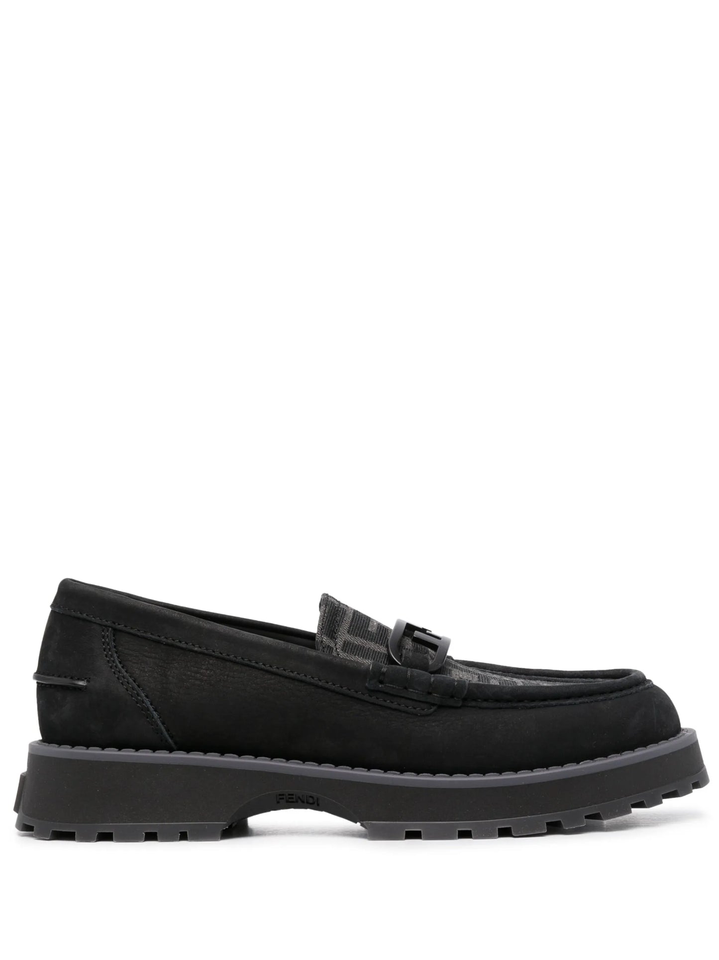 logo-print leather loafers