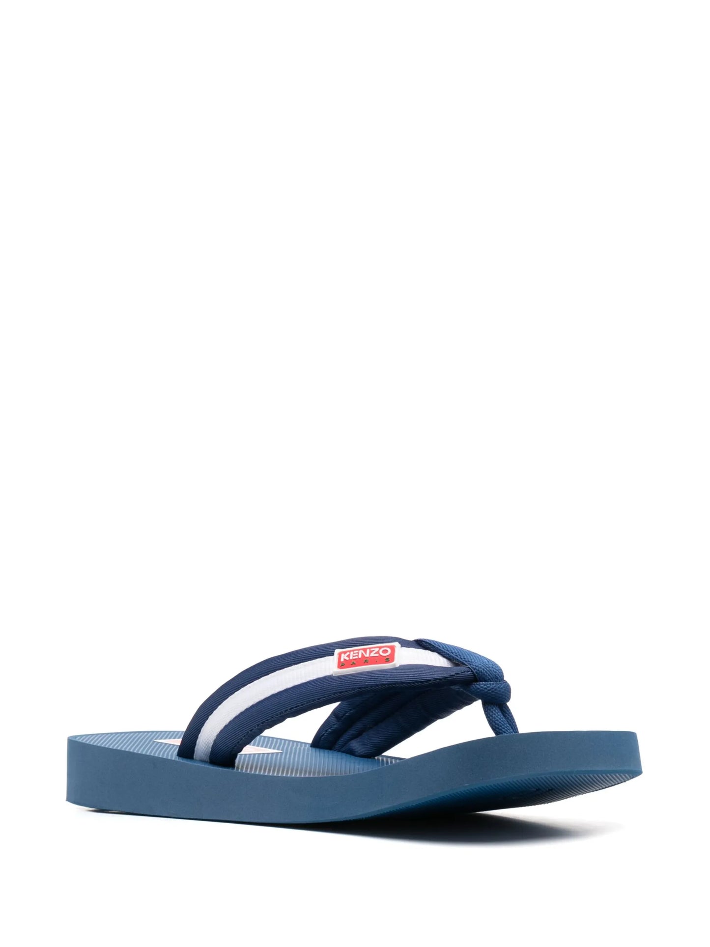 logo-patch striped flip flops