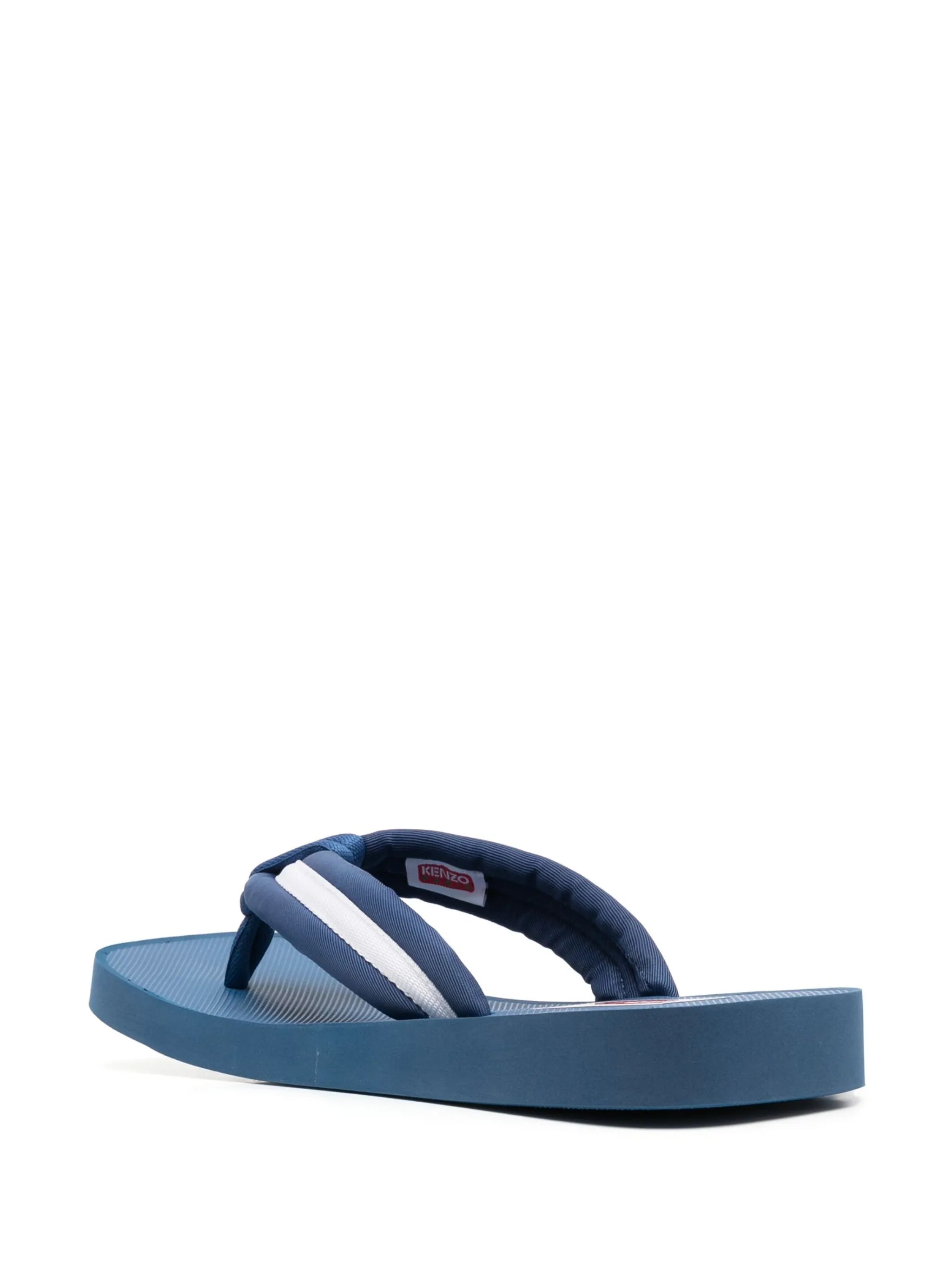 logo-patch striped flip flops