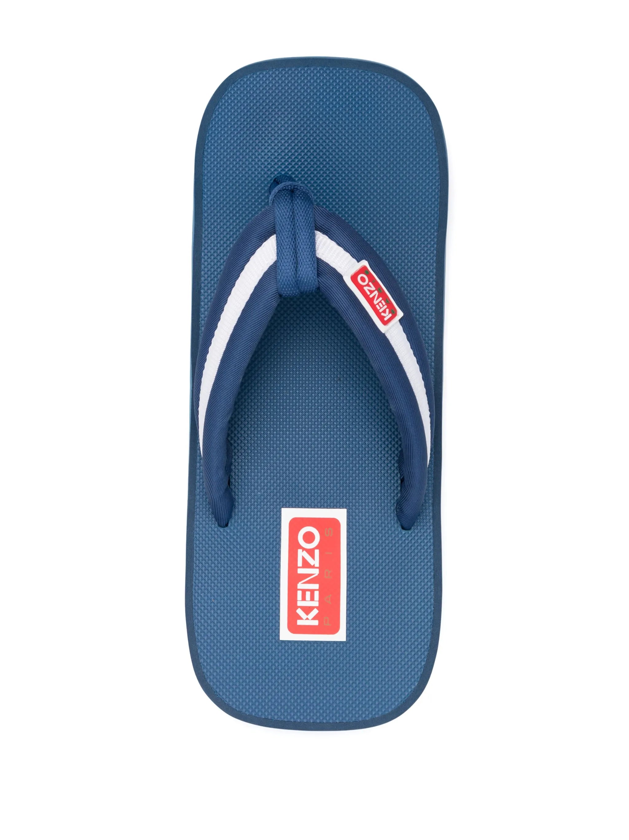 logo-patch striped flip flops