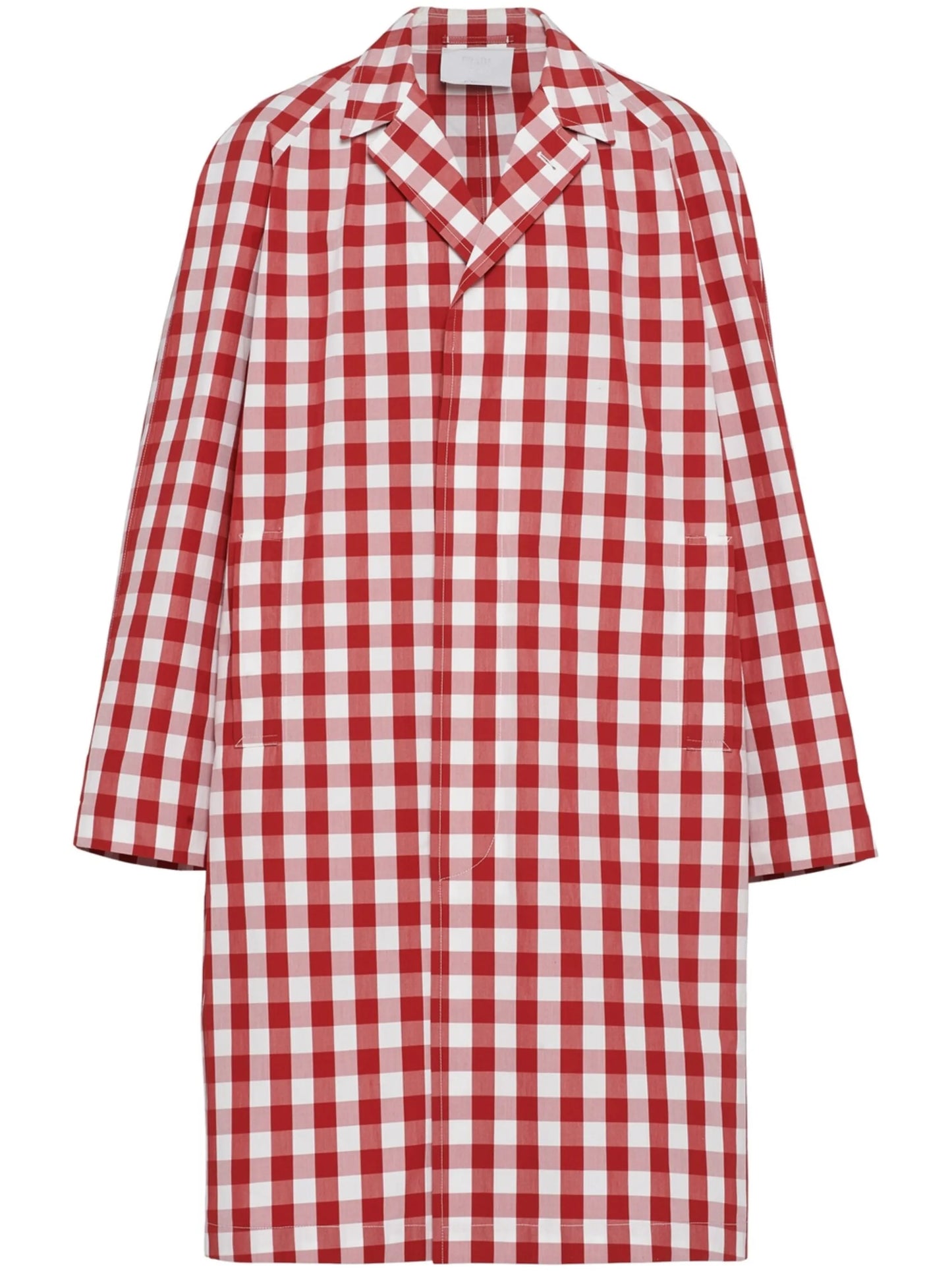 gingham-check cotton coat
