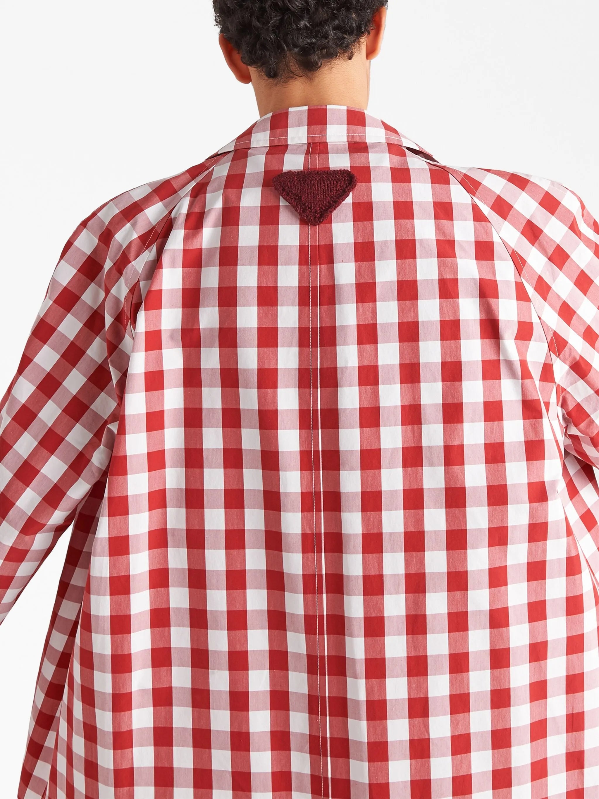 gingham-check cotton coat