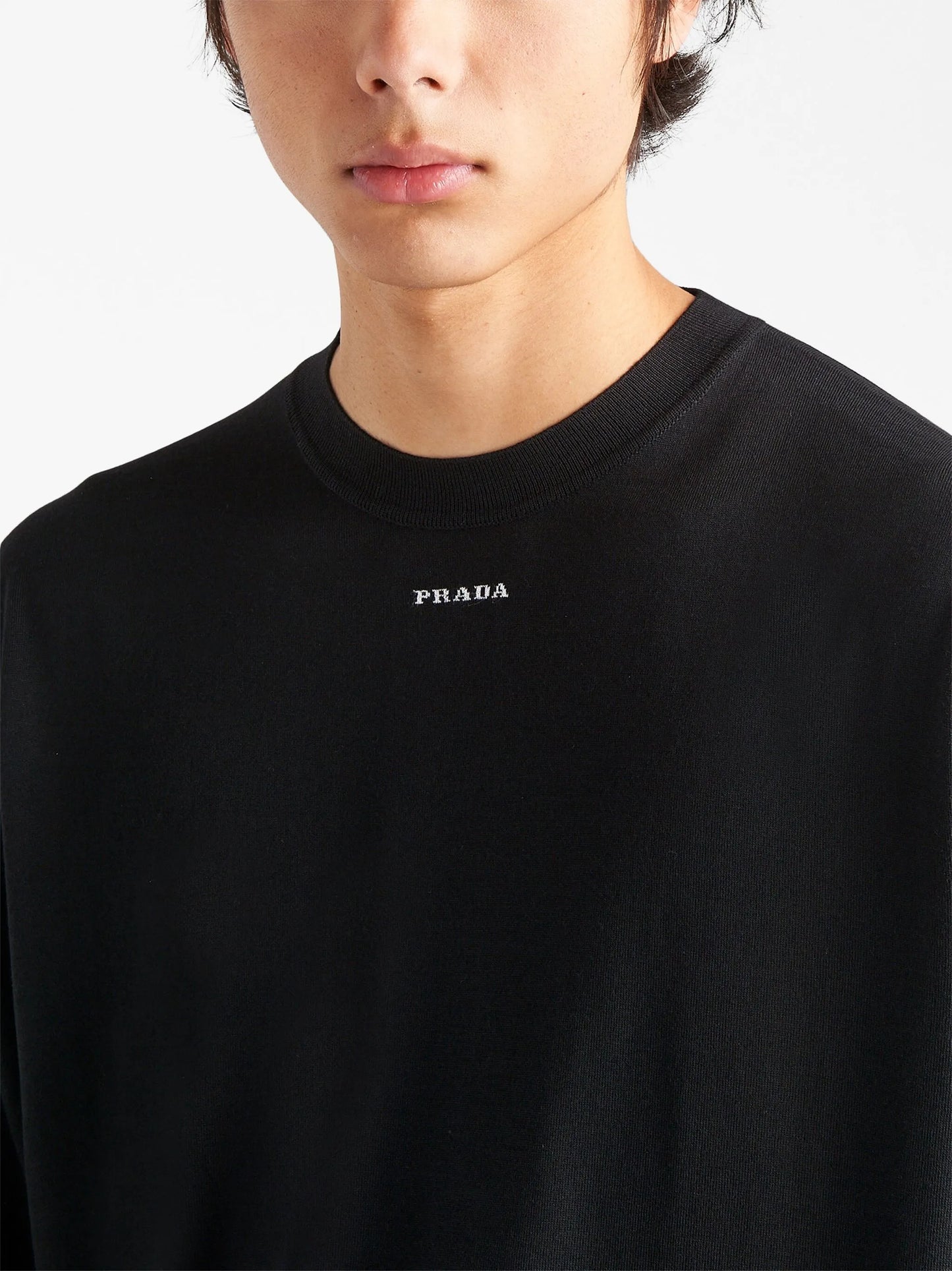 logo-intarsia wool jumper