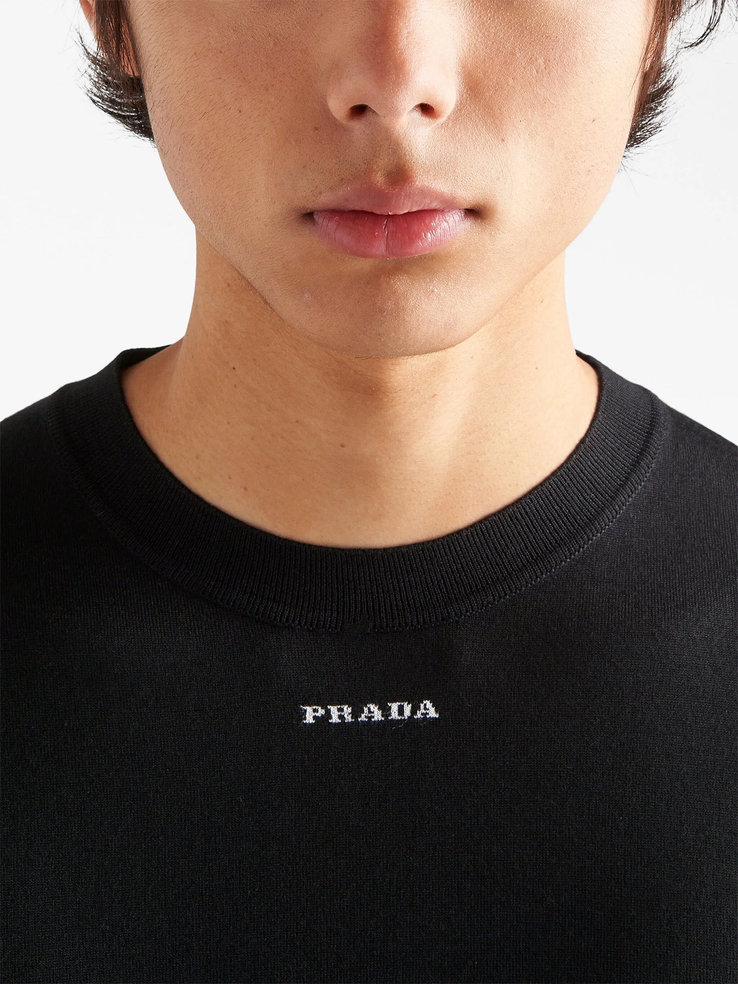logo-intarsia wool jumper