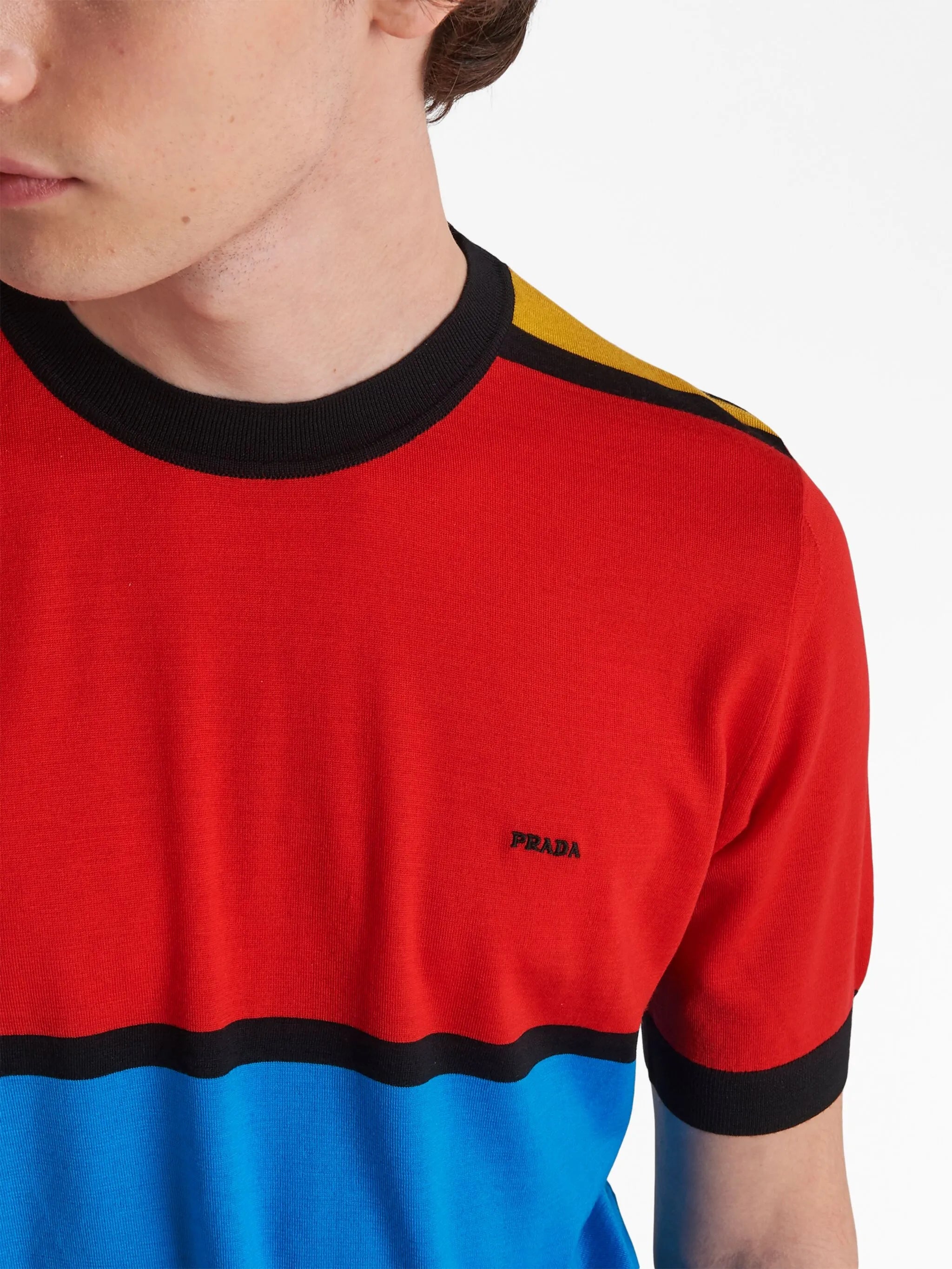 logo-embroidered colour-block jumper