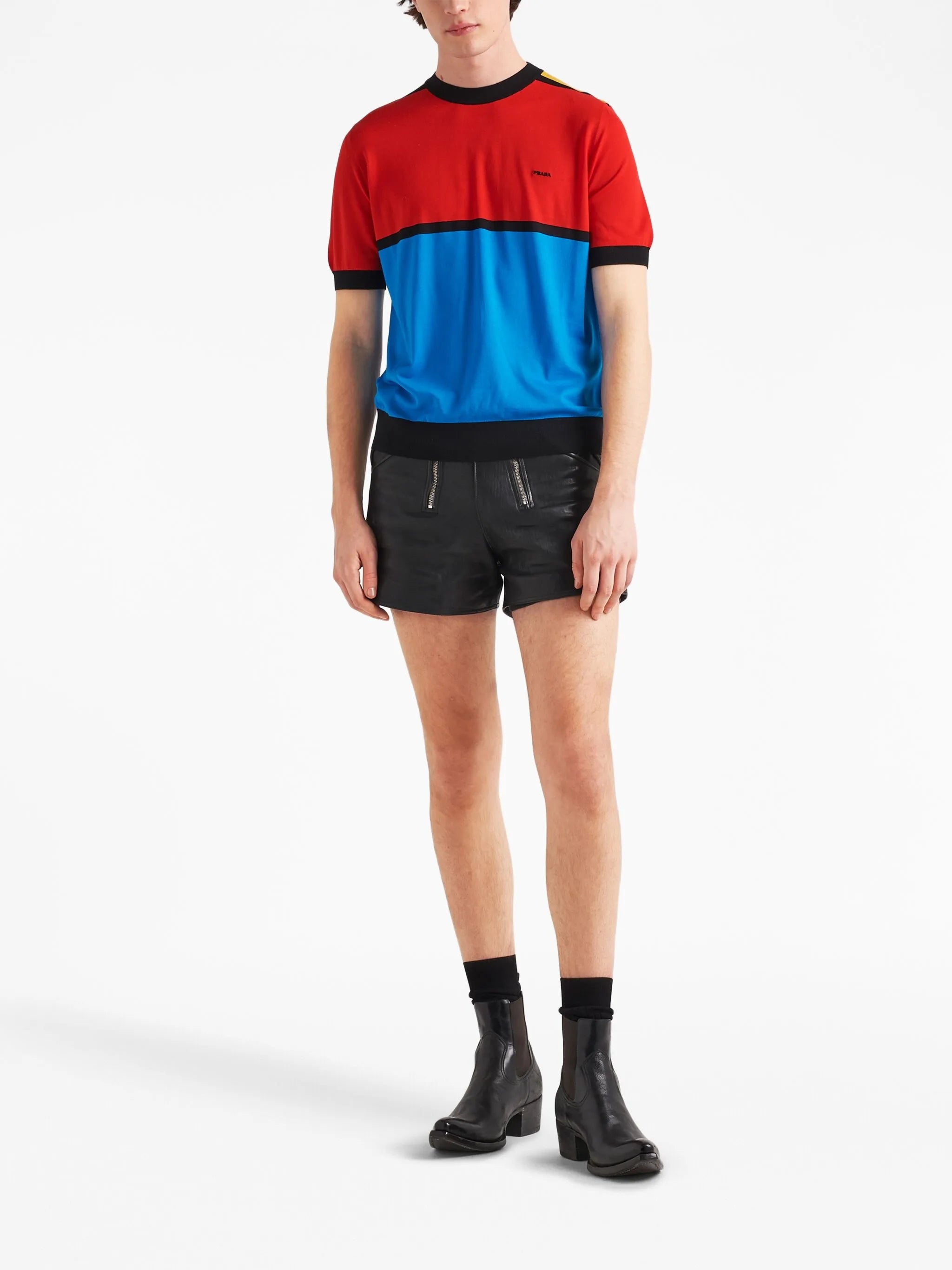 logo-embroidered colour-block jumper