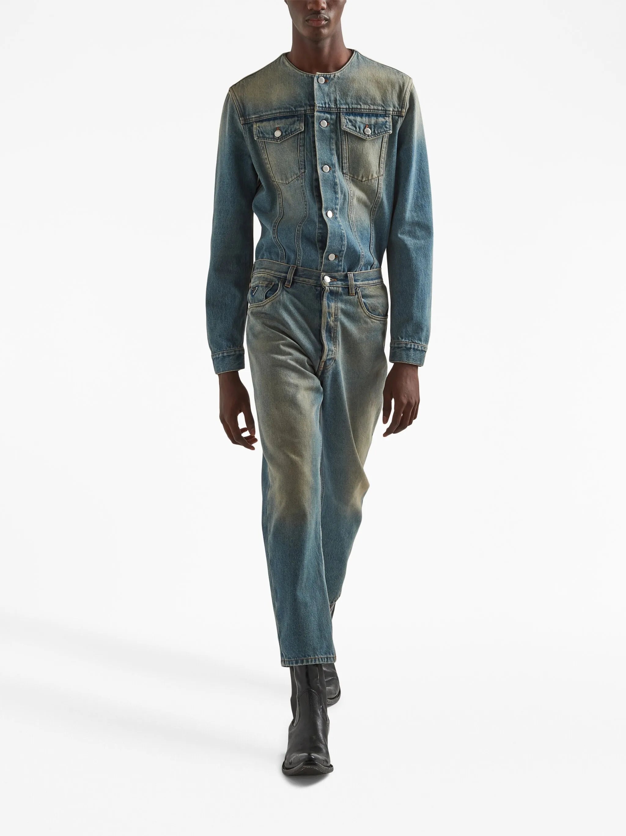 distressed-effect straight-leg jeans