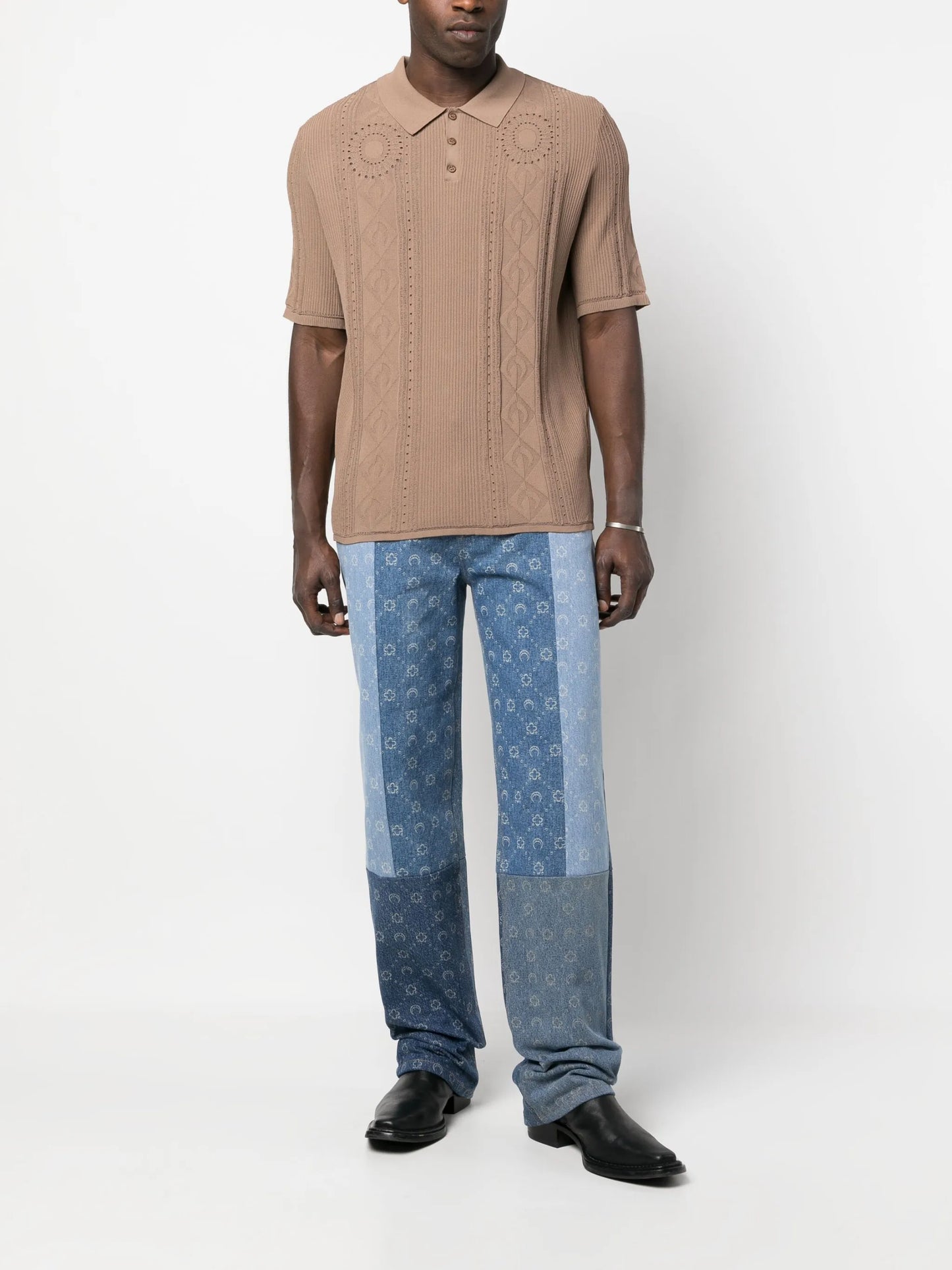 Moon Diamant cable-knit polo top