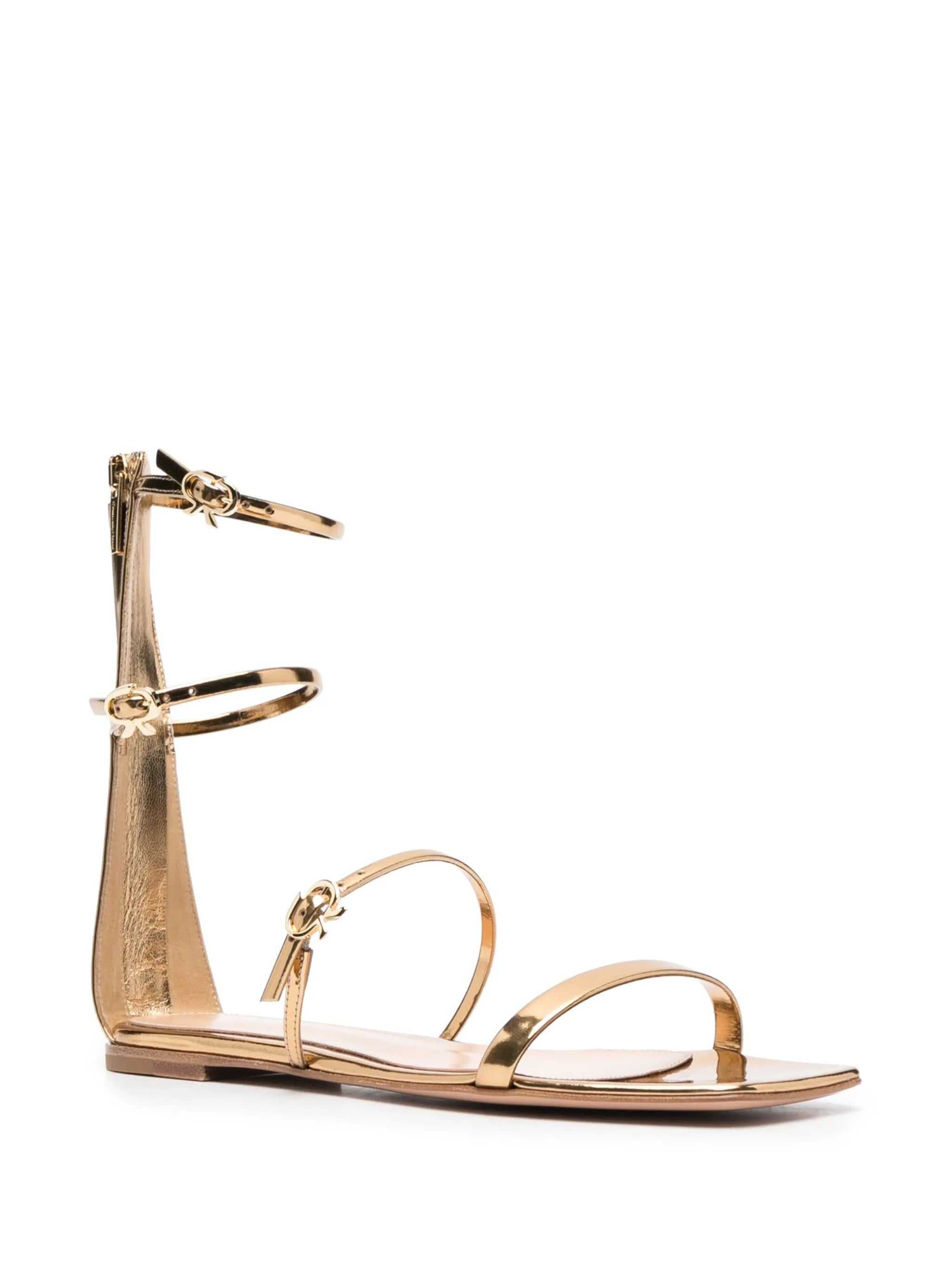 metallic Ribbon flat sandals