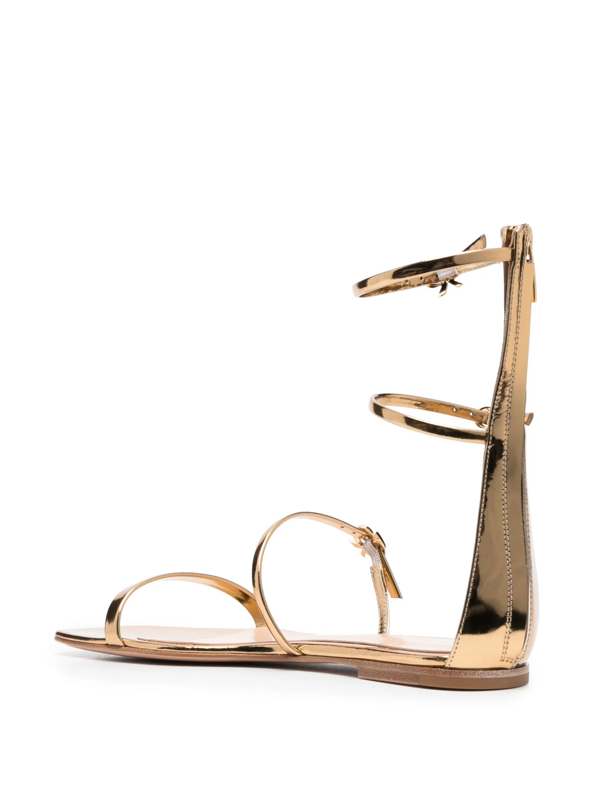 metallic Ribbon flat sandals