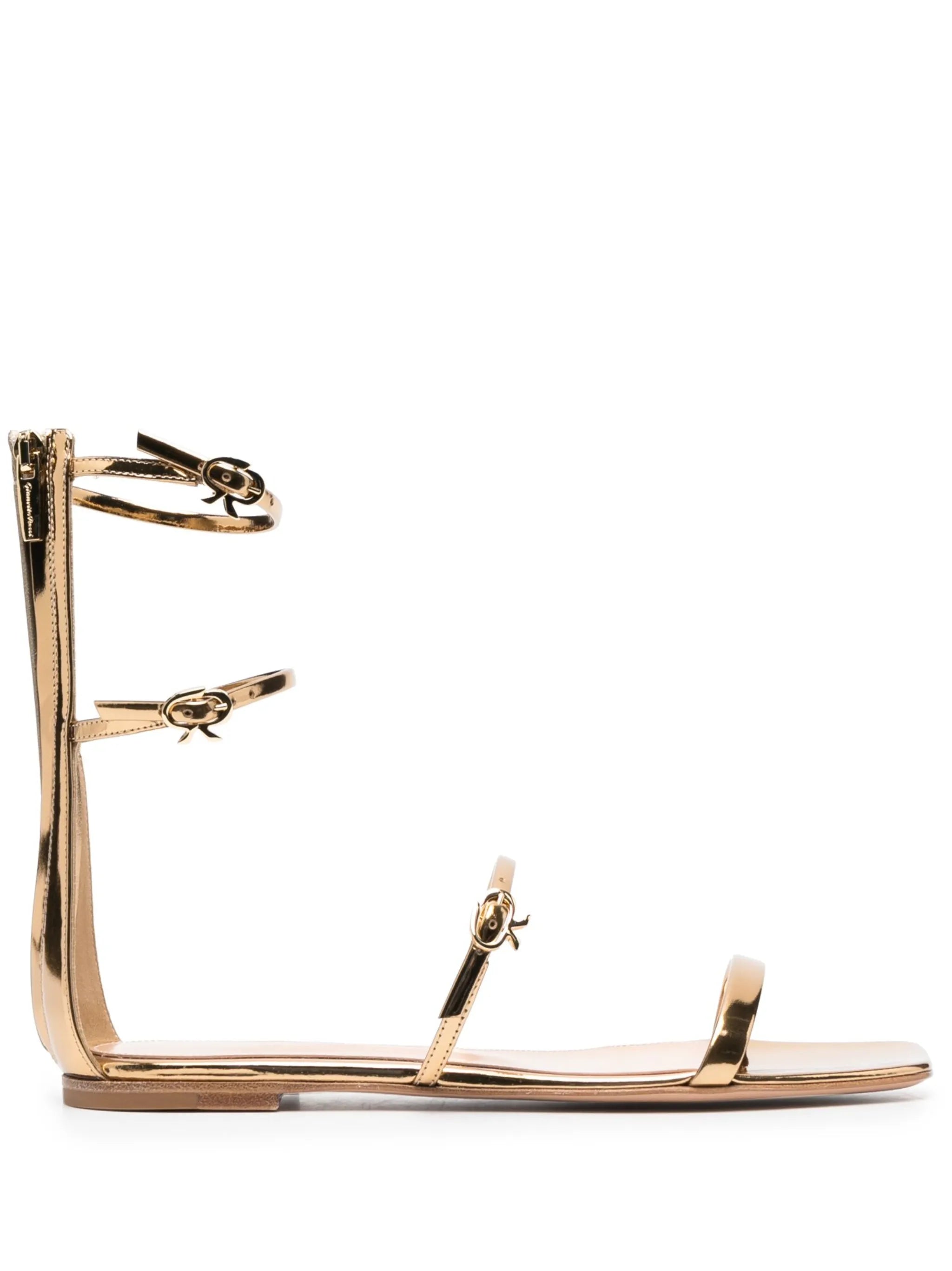 metallic Ribbon flat sandals