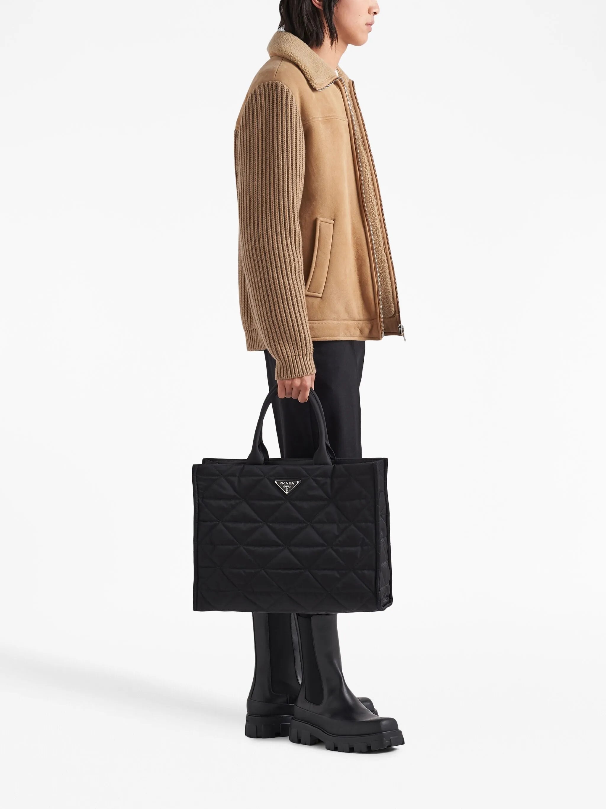 Re-Nylon triangle logo tote bag