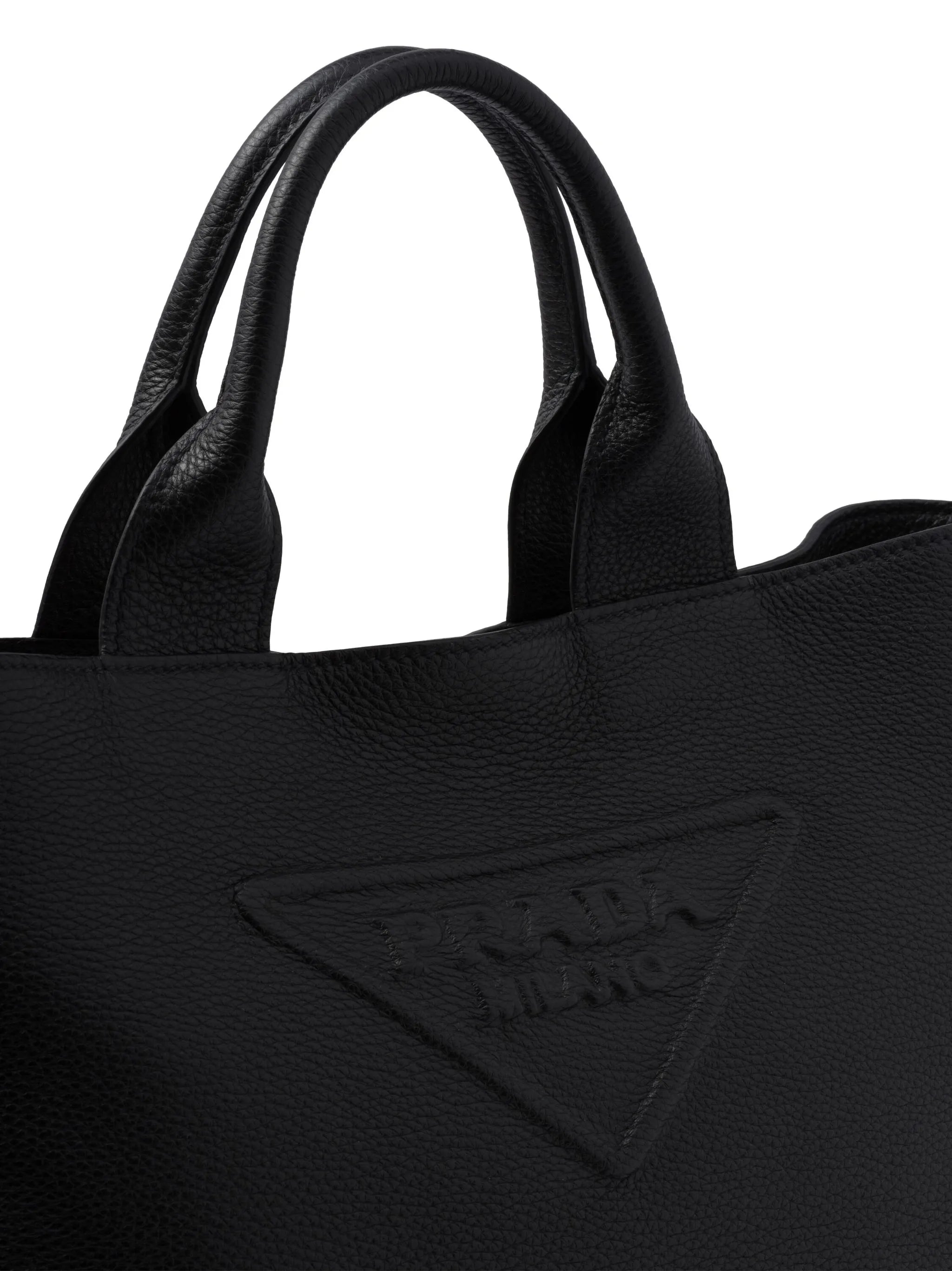 logo-embossed leather tote bag