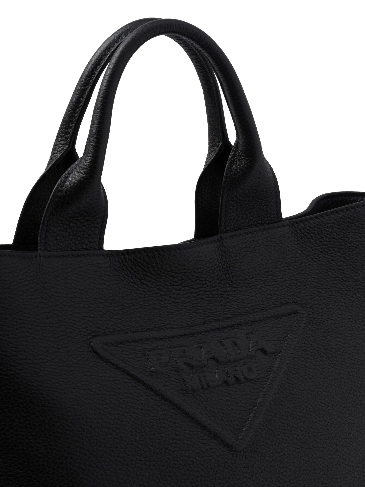 logo-embossed leather tote bag