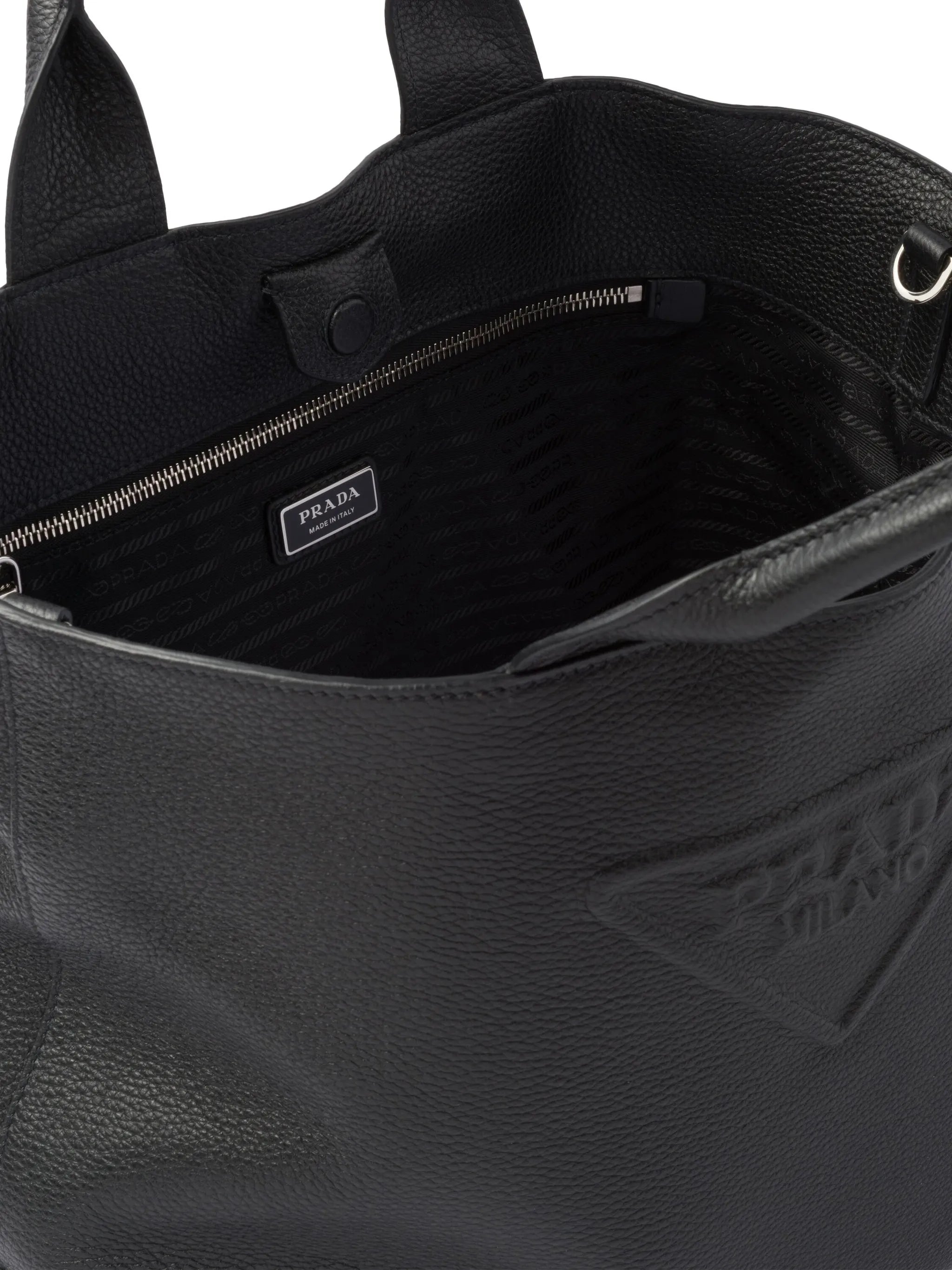 logo-embossed leather tote bag