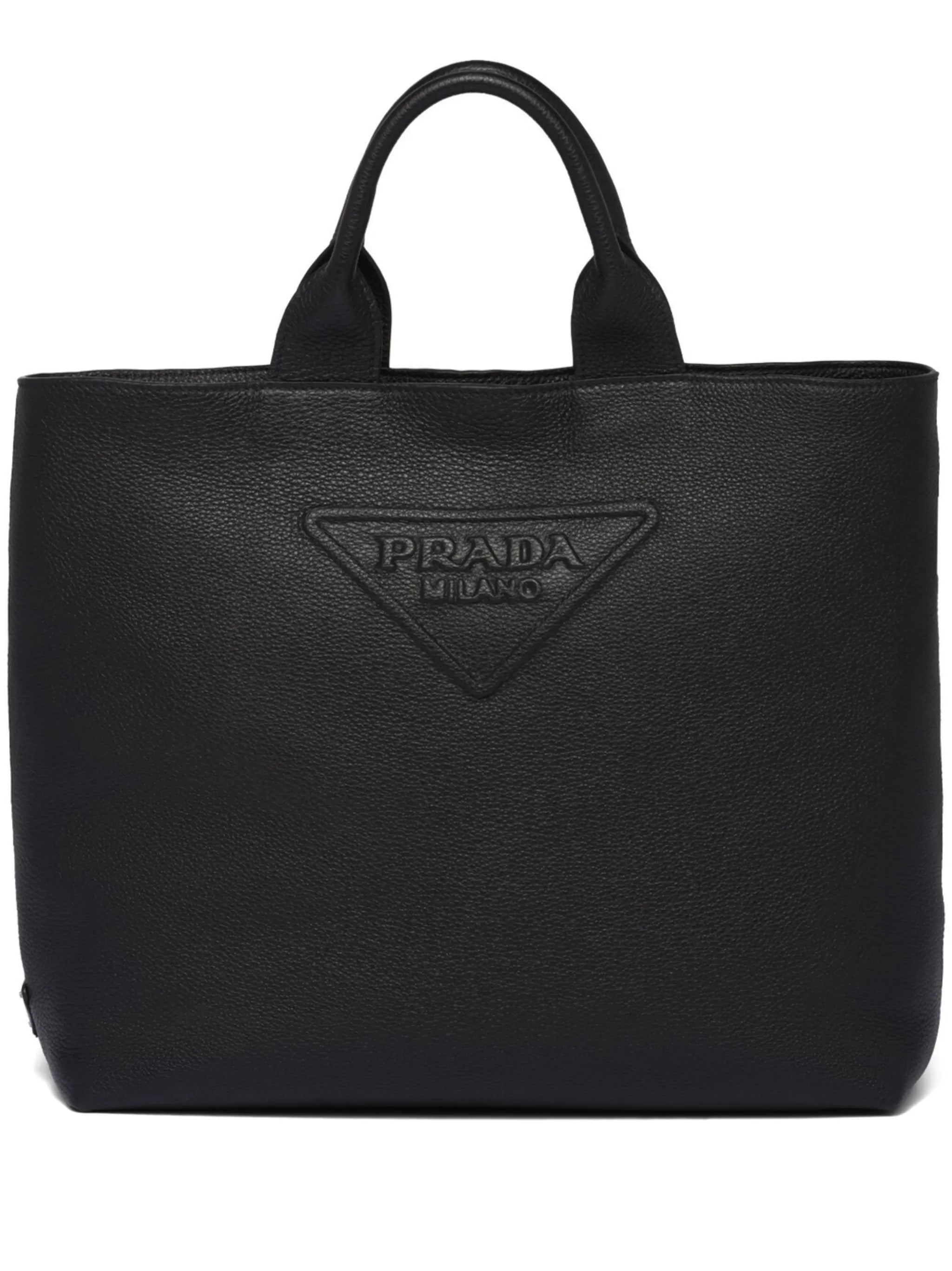 logo-embossed leather tote bag
