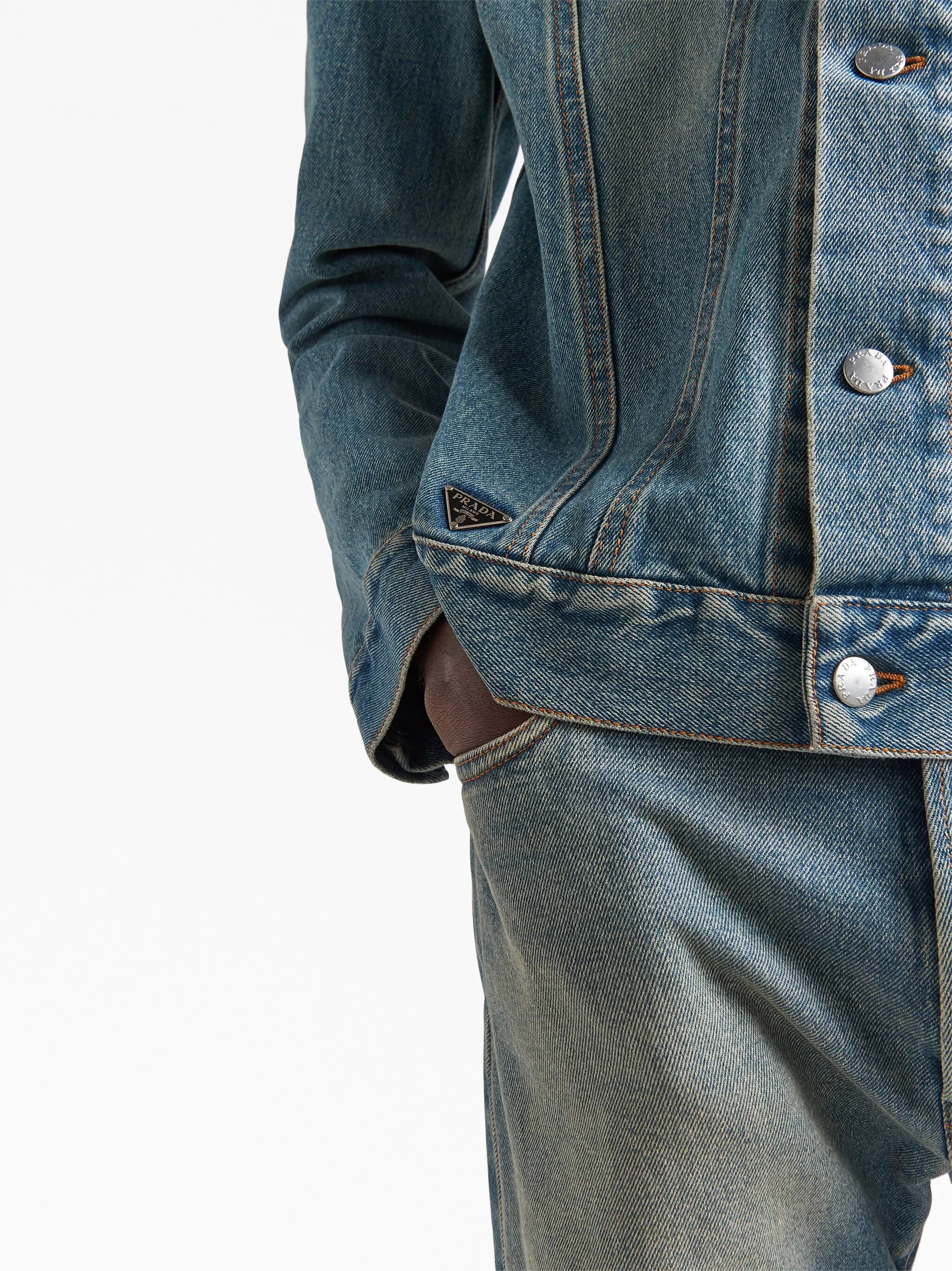 triangle-logo denim blouson jacket
