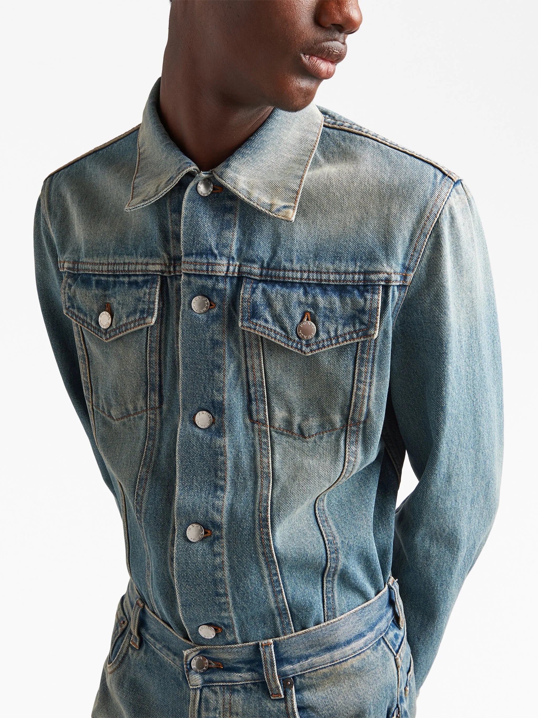 triangle-logo denim blouson jacket