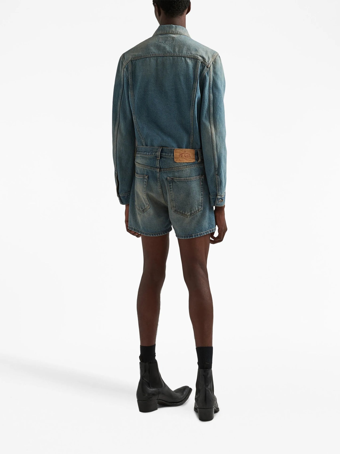 triangle-logo denim blouson jacket